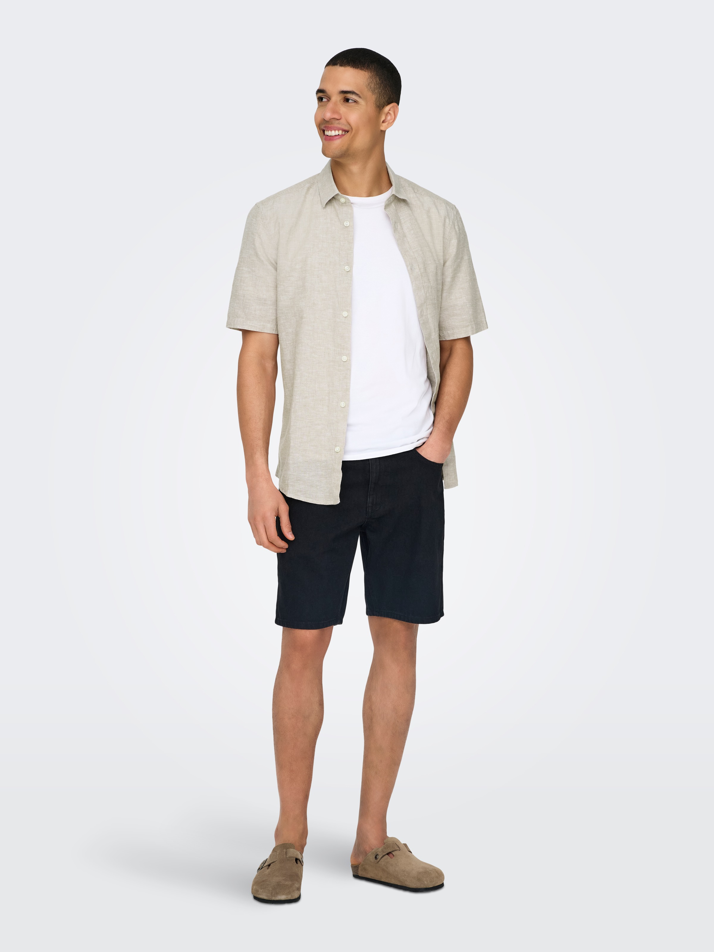 ONLY & SONS Kurzarmhemd »ONSCAIDEN SS SOLID LINEN SHIRT NOOS«