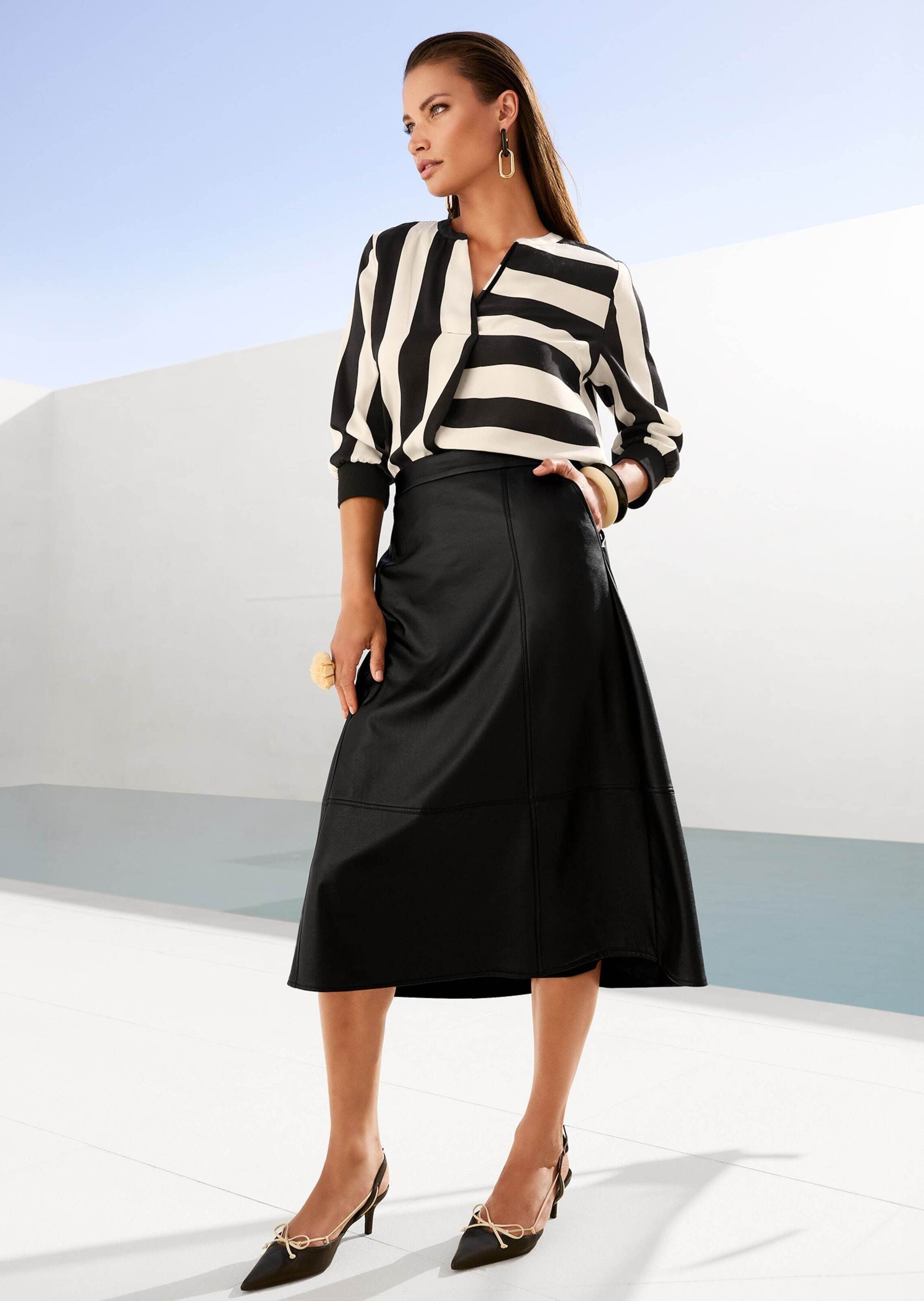 MADELEINE Midirock »Rock Schwungvoller Rock im Leder-Look«