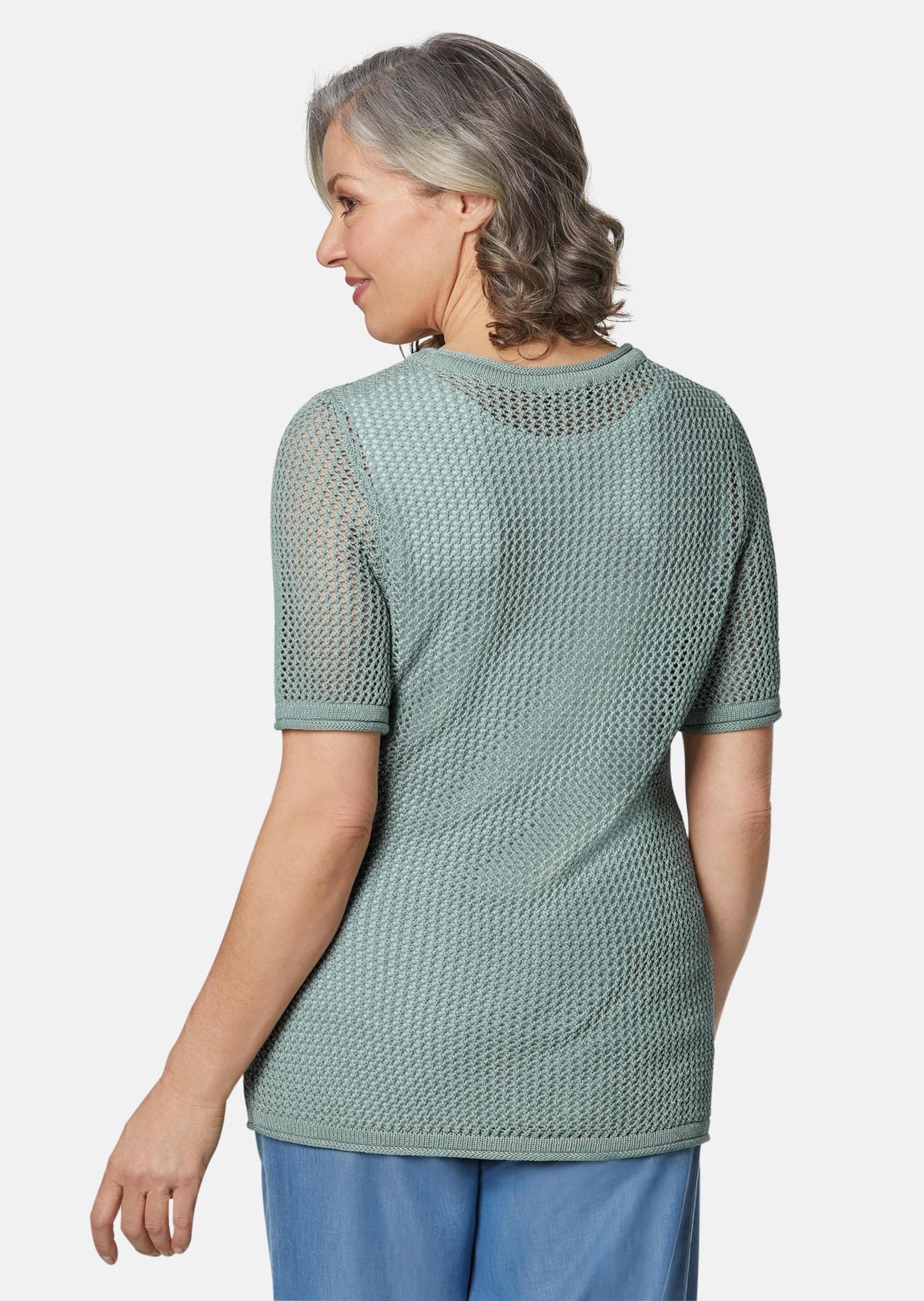GOLDNER Strickpullover »Leicht schimmernder Strickpullover mit aufwendigem Ajourdessin«