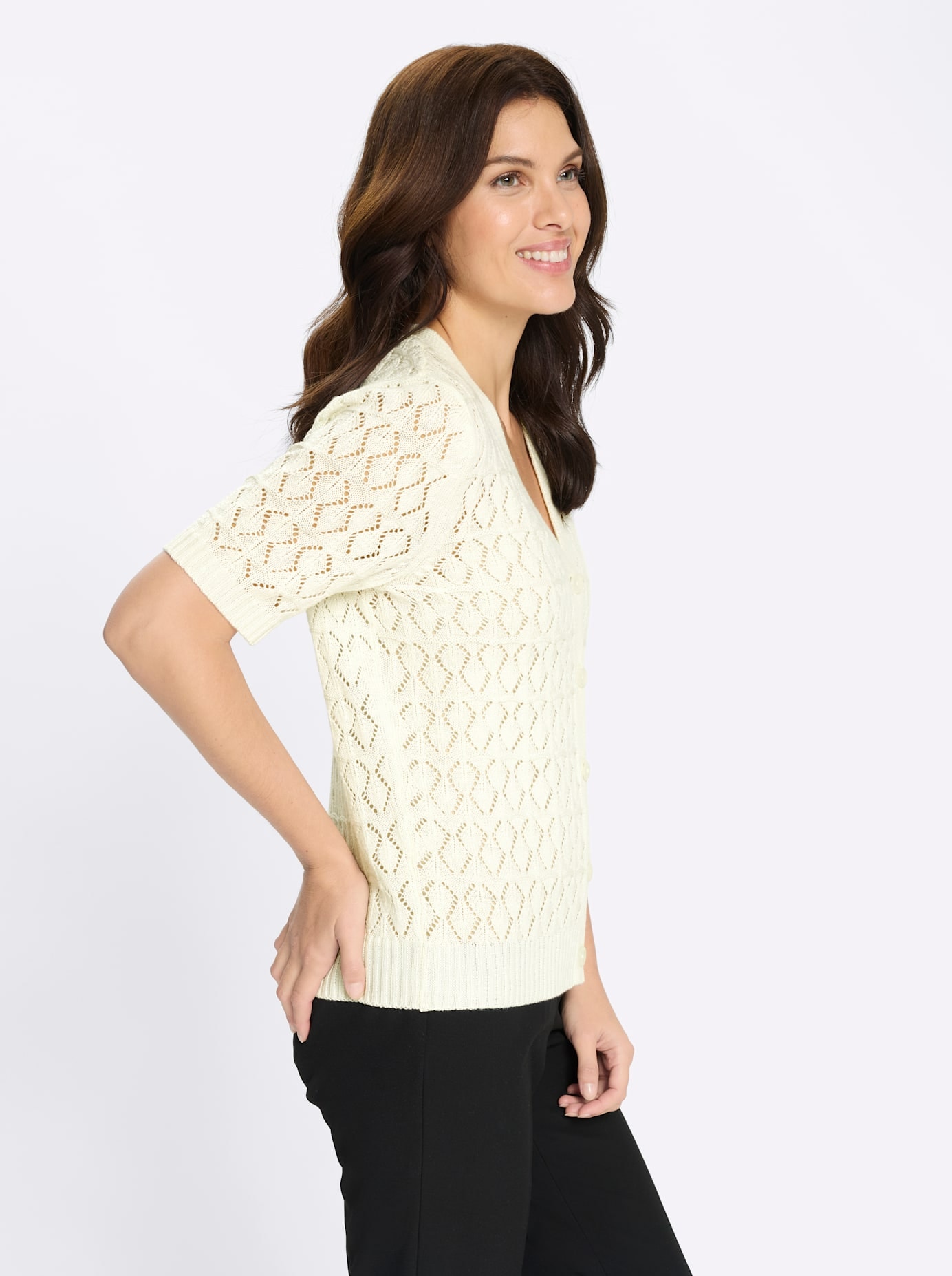 Classic Basics Ajourstrickjacke