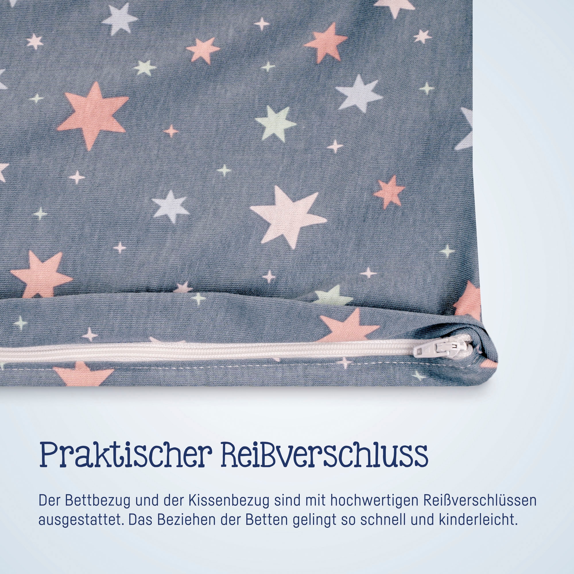 Julius Zöllner Kinderbettwäsche »Baby- und Kinderbettwäsche aus 100% Jersey-Baumwolle«, (2 tlg.), erhältlich in den Größen 80x80+35x40cm und 100x135+40x60cm