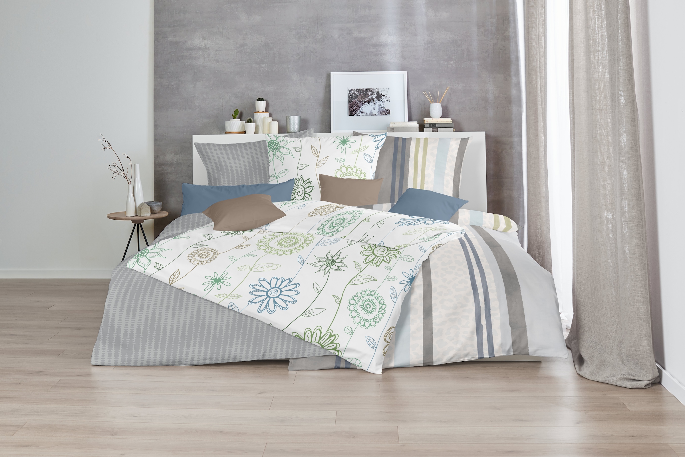 Primera Bettwäsche »Feinbiber-Bettwäsche Frida« 2 Stk. mit fröhlichem Blumenmuster