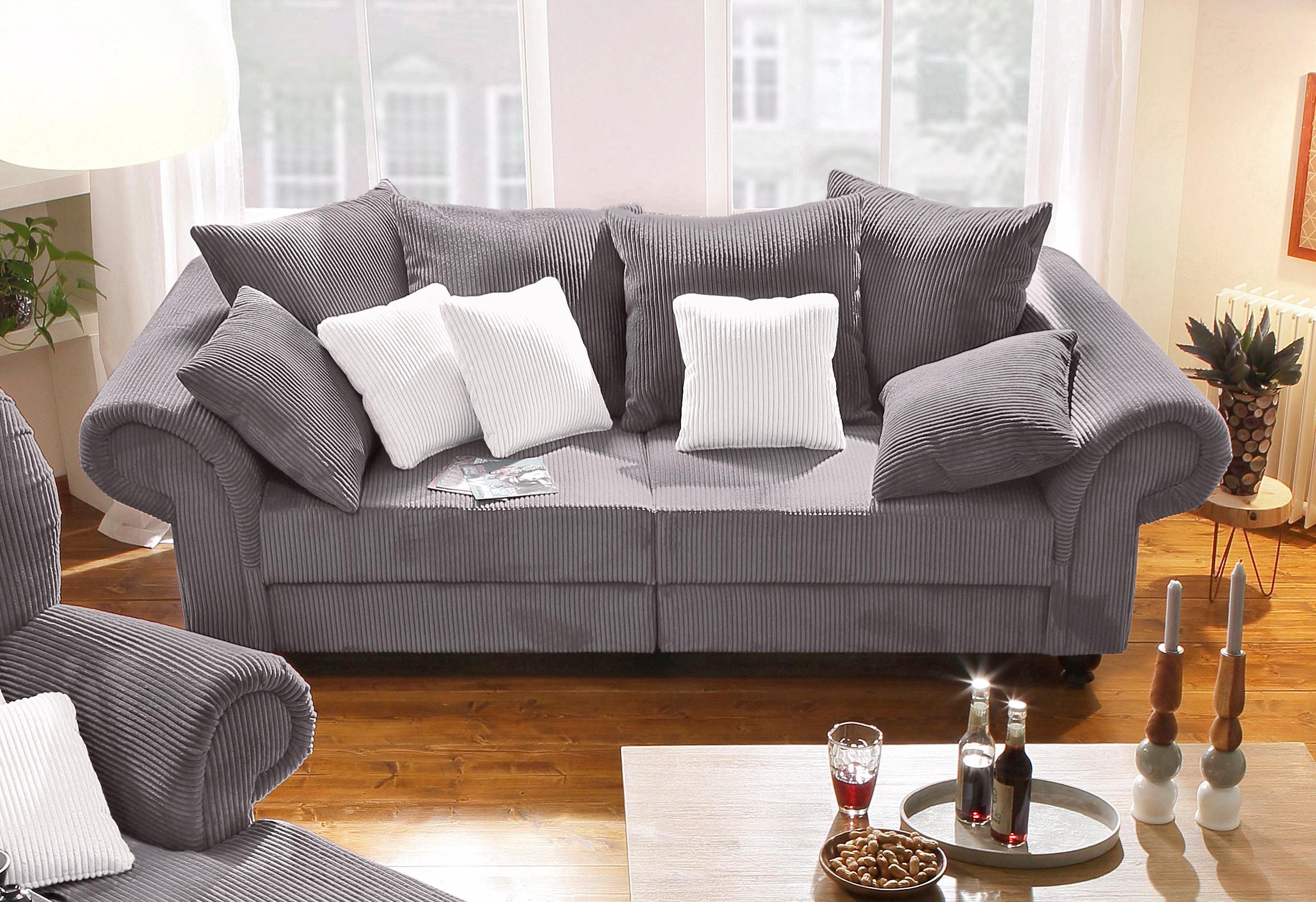 Home affaire Big-Sofa »King Henry Mega Sofa, viel Platz, Breite 242cm, Federkern«, in legerer Polsterung und vielen losen Kissen