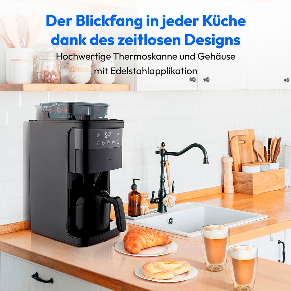 Medion® Kaffeemaschine mit Mahlwerk »MD 19911«, Permanentfilter, 8 Mahlstufen, 1 L Wassertank, Thermoskanne, Timerfunktion, 1.000 Watt