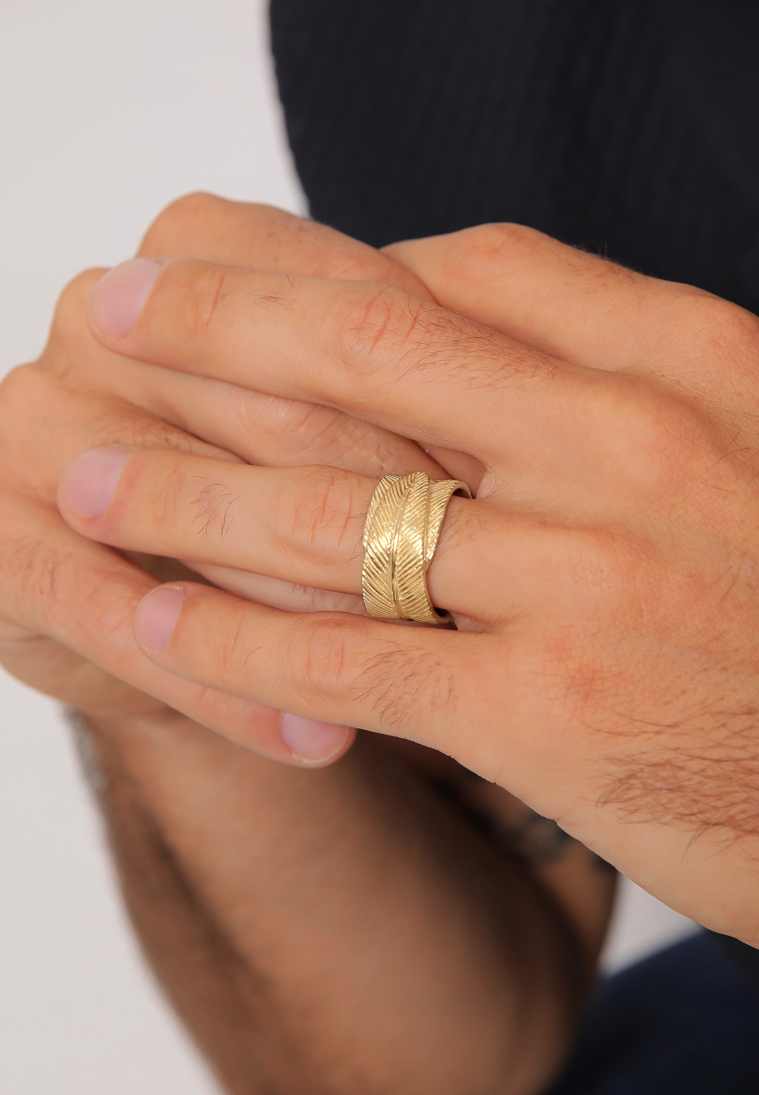 Kuzzoi Silberring »Ring Herren Feder Vintage Trend Massiv 925 Silber«