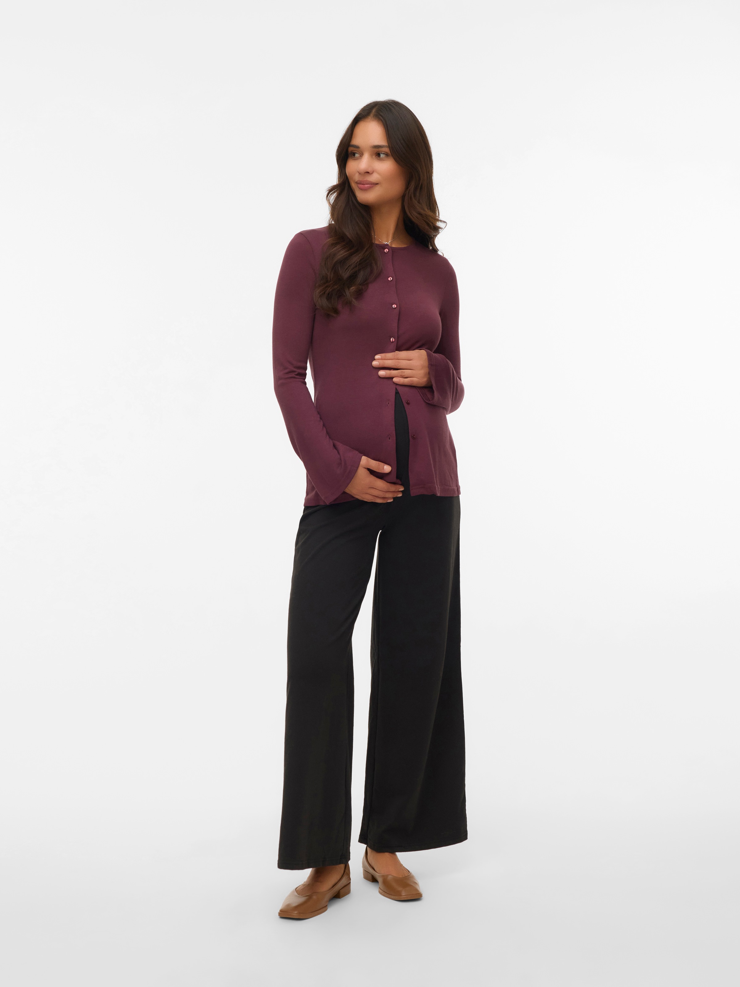 Mamalicious Jerseyhose »MLAMILA WIDE JRS PANTS HW NOOS«  Materialmix, regular fit, high Waist