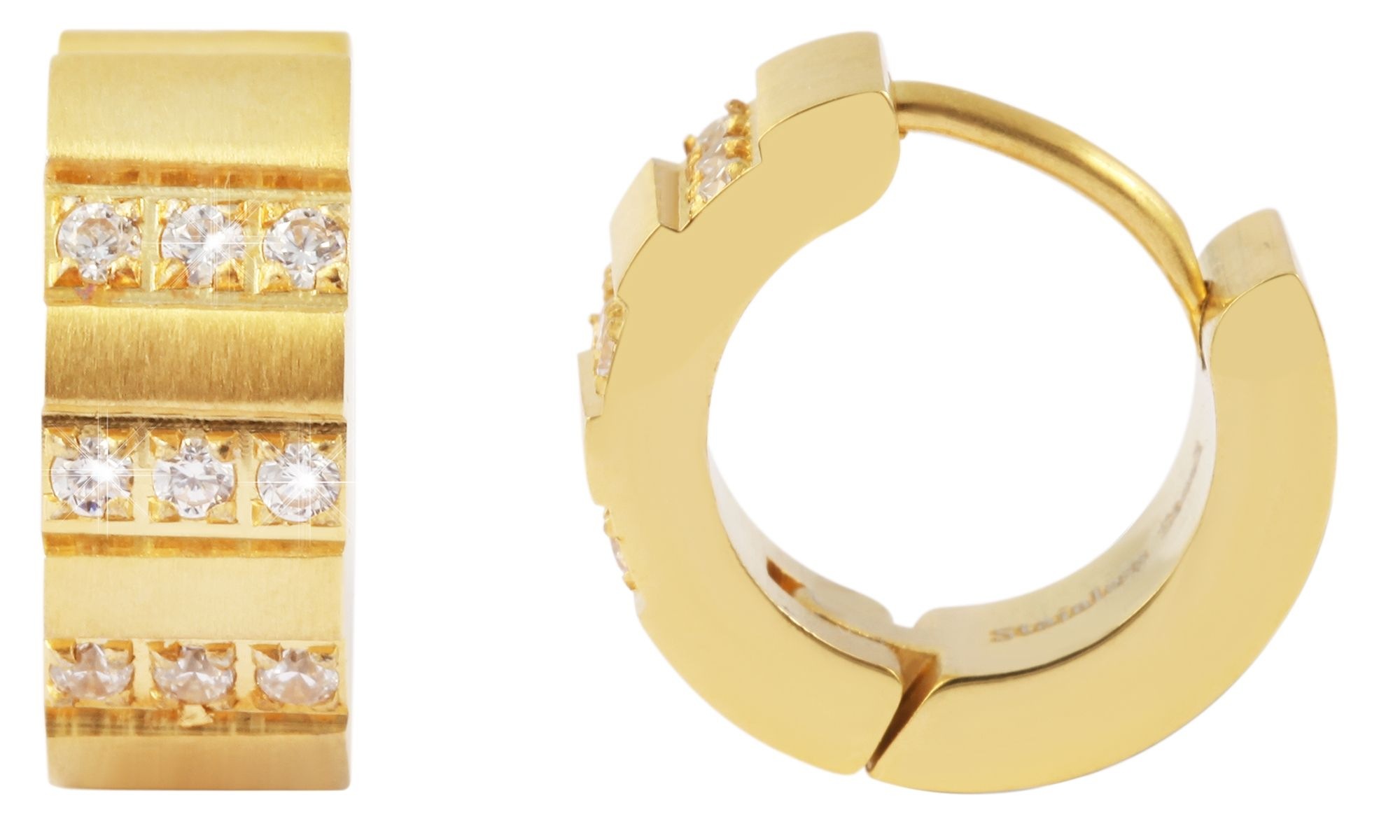 Adelia´s Paar Creolen »Damen Ohrringe ¿ Klappcreole aus Edelstahl mit Strass Steinchen«