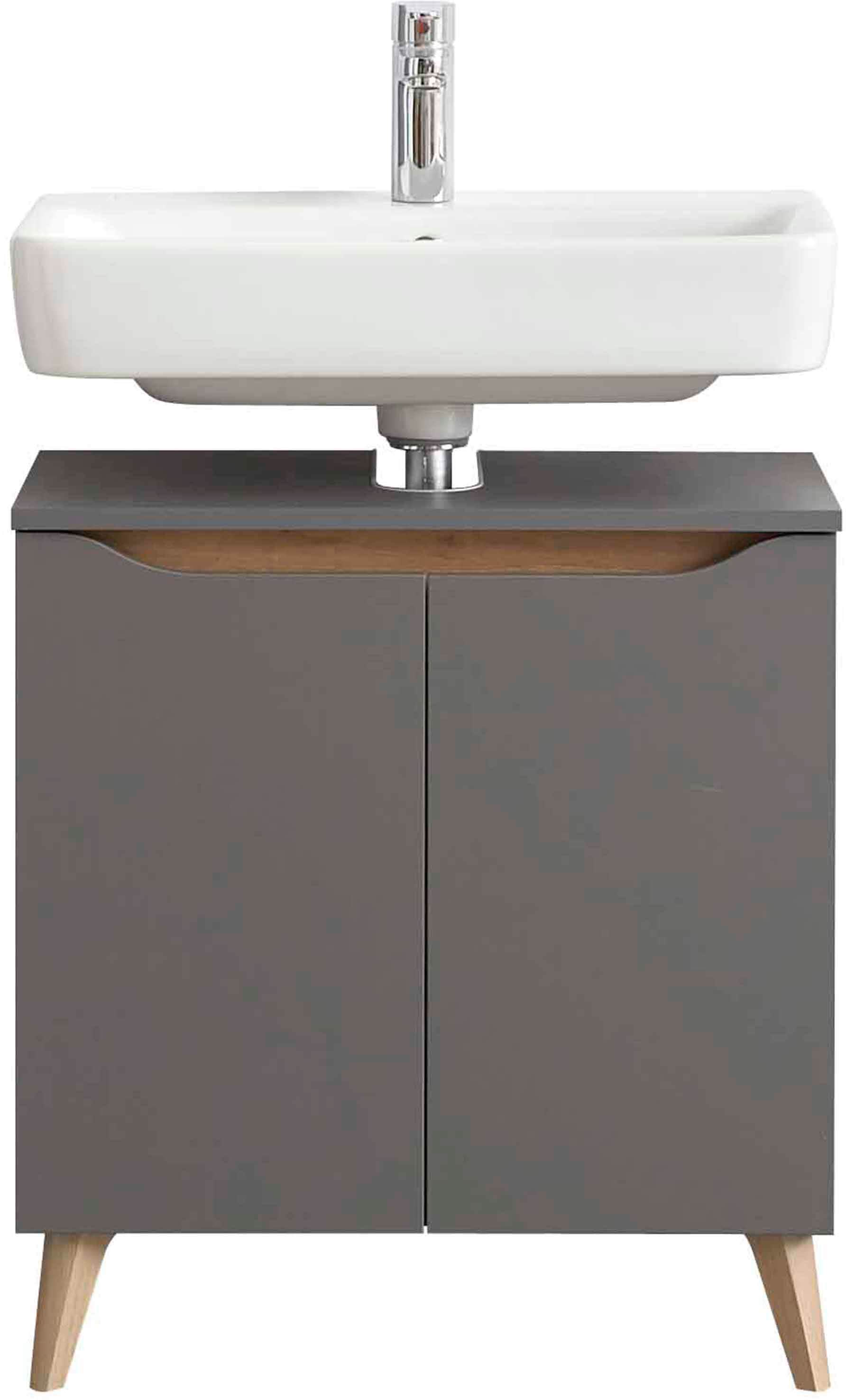 Saphir Badmöbel-Set »Quickset 3-teilig, Waschbeckenunterschrank mit LED-Spiegel« 3 Stk. tlg.