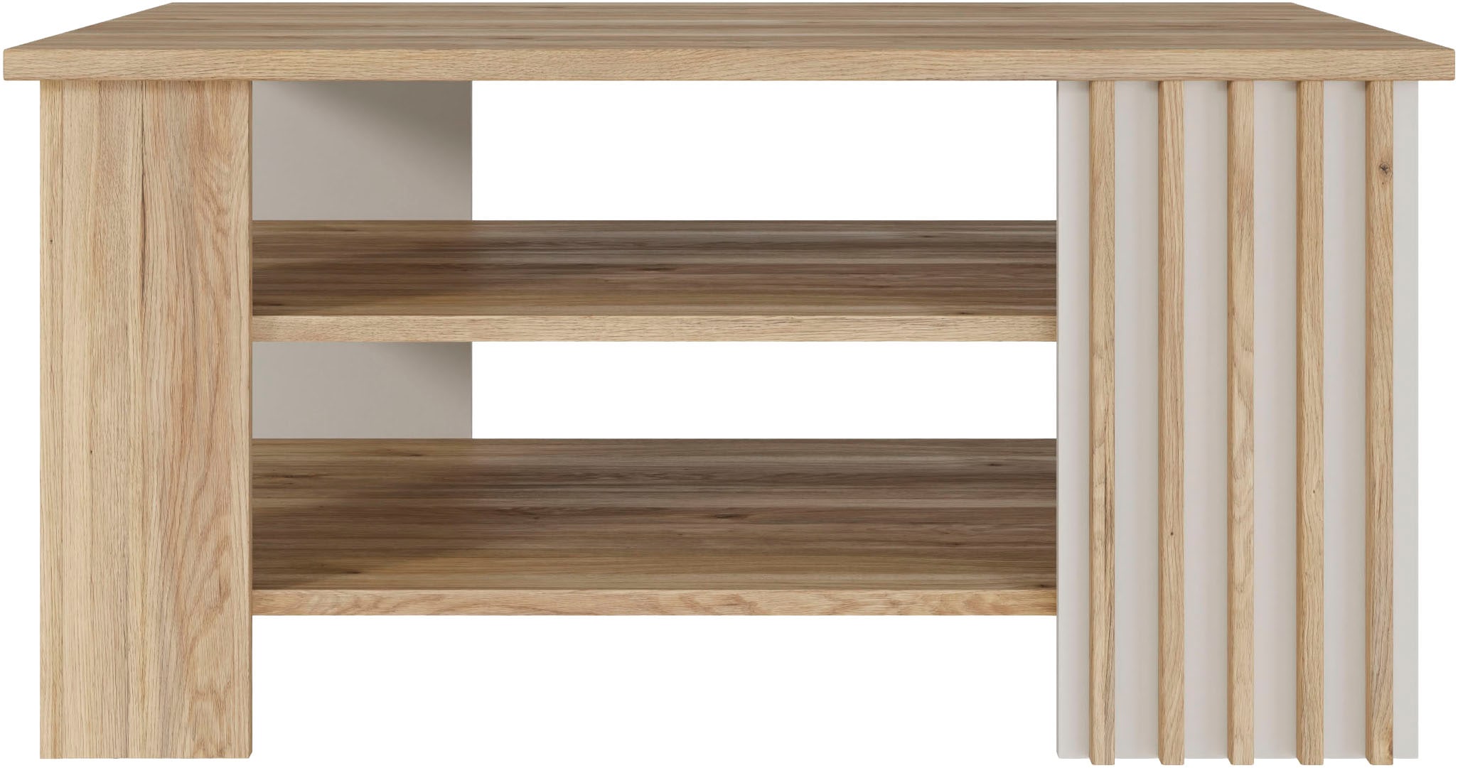 FORTE Couchtisch »Forte Arank Coffee Table 100x50, 2 Ablageböden« B/H/T 100/50/60 cm, Lamellenoptik