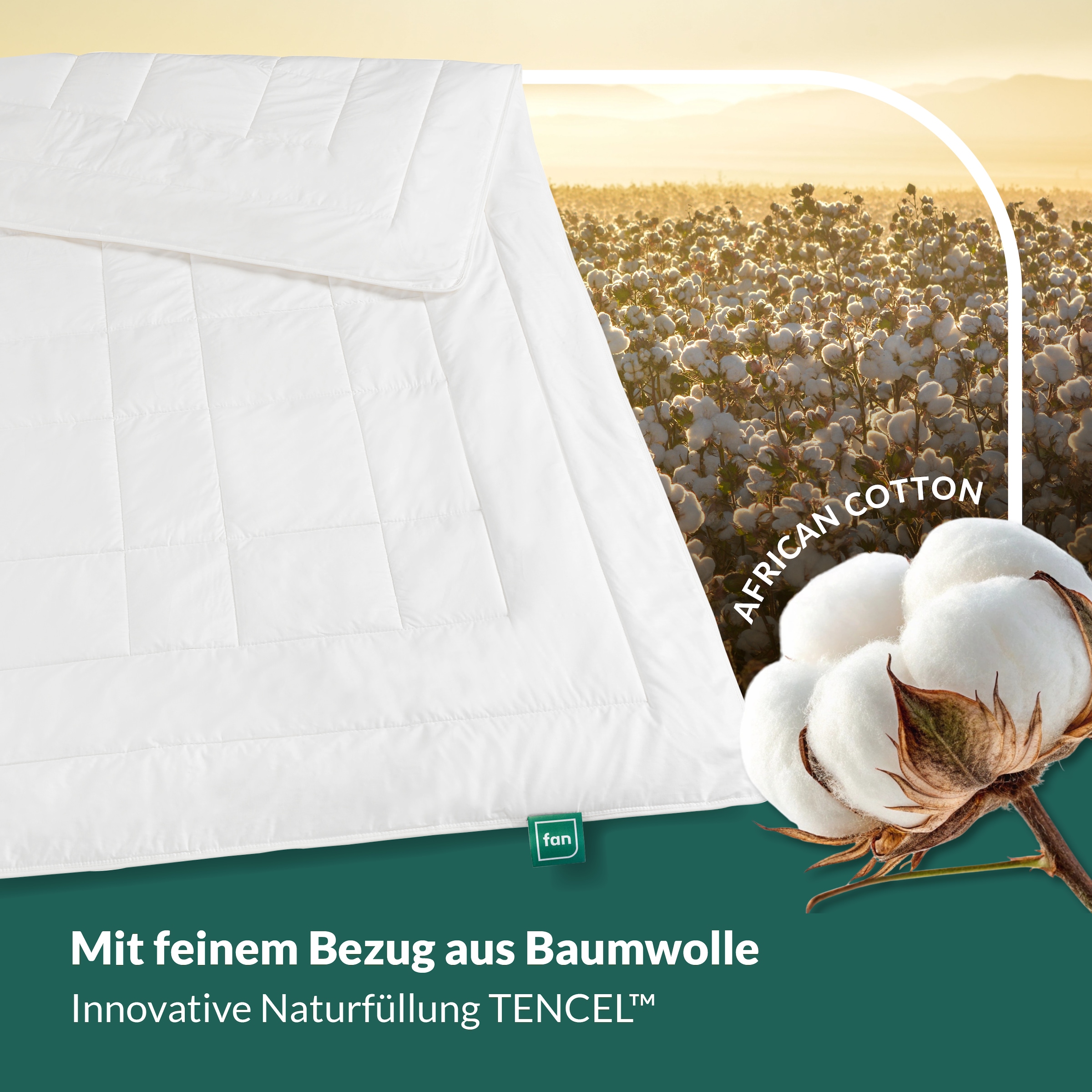 fan Naturfaserbettdecke »African Cotton, 135x200 cm und weitere Größen« leicht Füllung 100% Lyocell (TENCEL™) 1 Stk. tlg. Bettdecke für Winter oder Sommer. Hergestellt in Deutschland