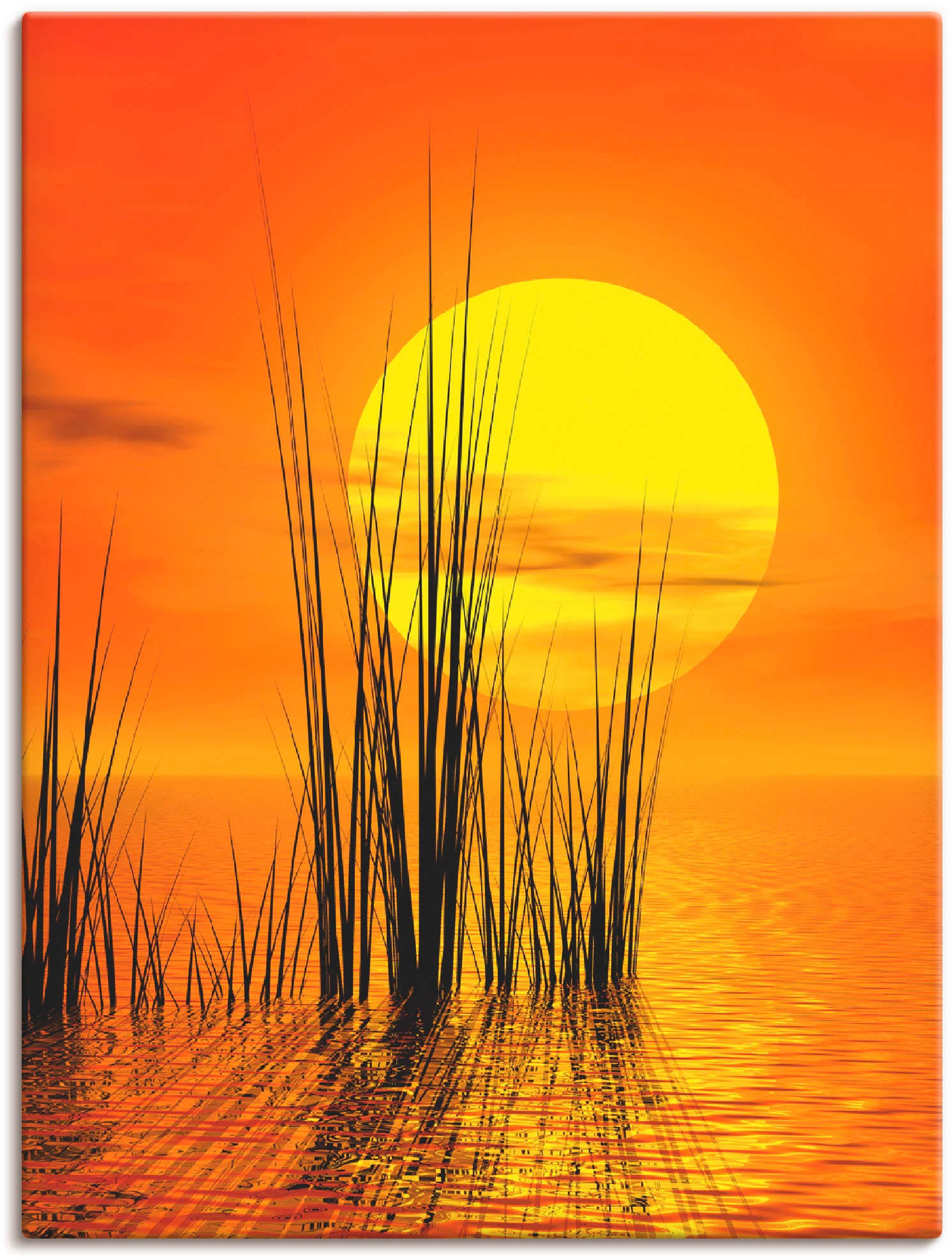 als versch. OTTO Größen »Sonnenuntergang mit in Artland Wandbild Poster St.), bei Leinwandbild, online (1 oder Wandaufkleber & Sonnenaufgang Schilf«, -untergang,