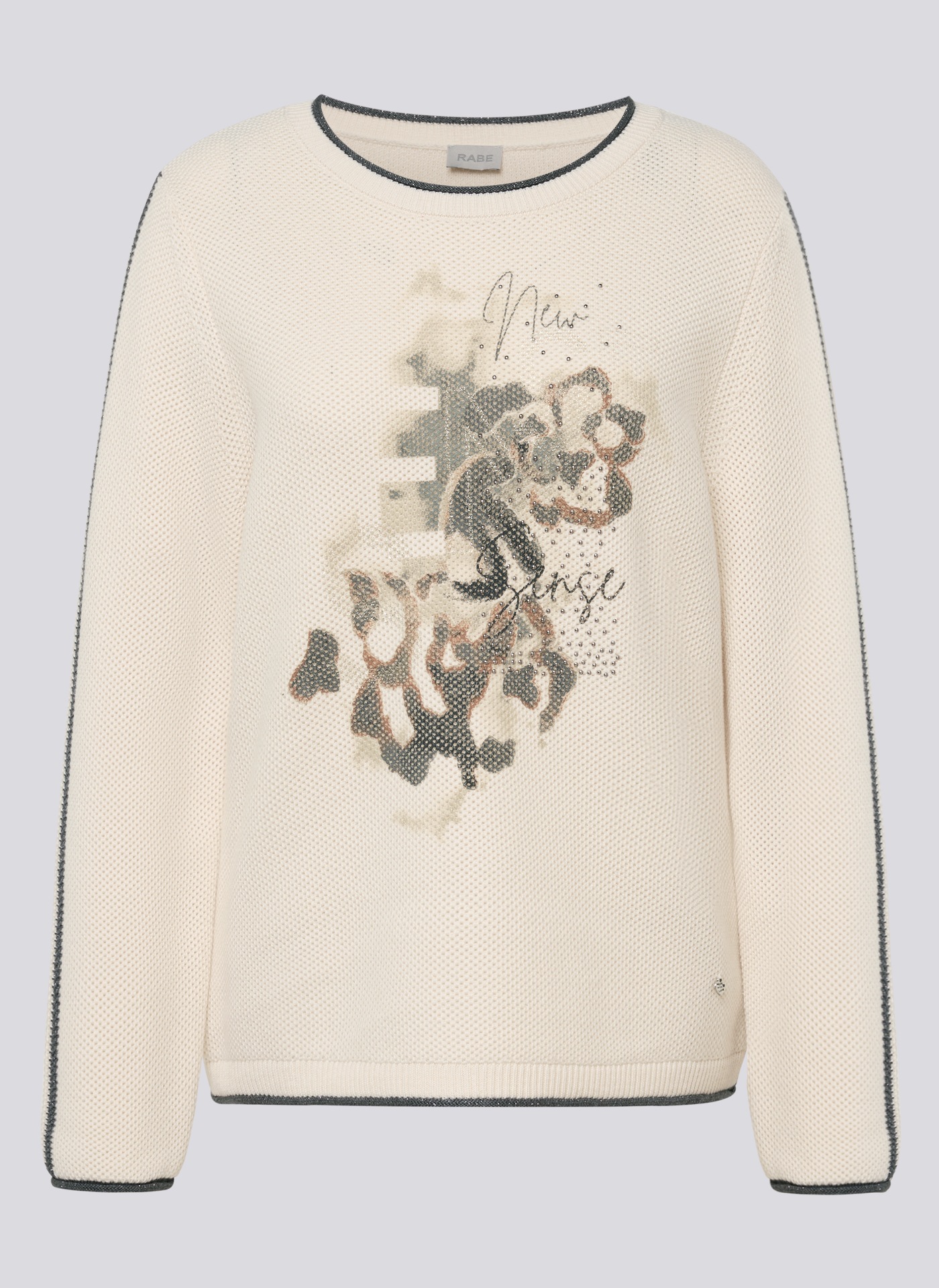 Rabe Rundhalspullover mit intarsien Print