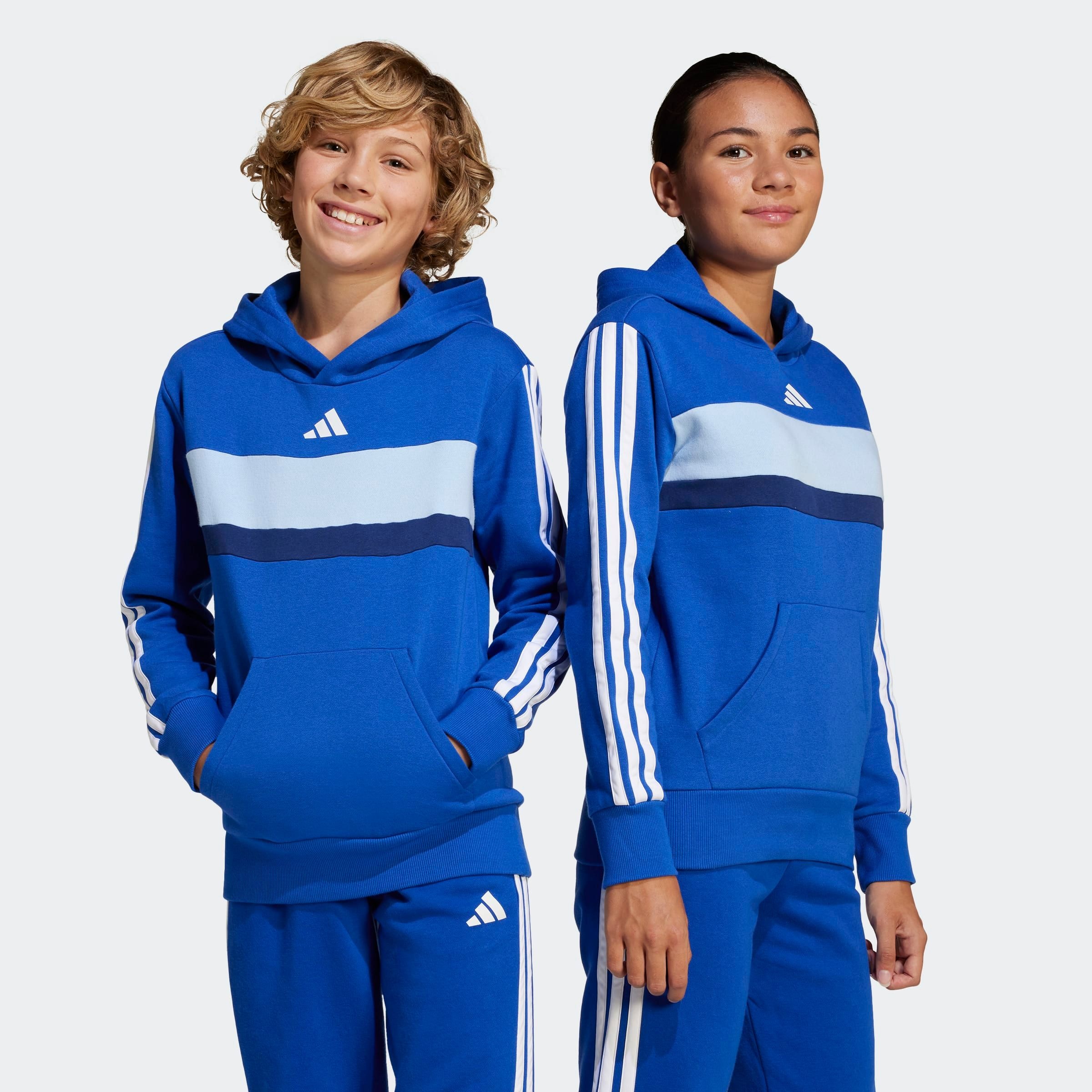 Adidas Sportswear Kapuzensweatshirt »J 3S TIB FL HD« in blau, Größe 164