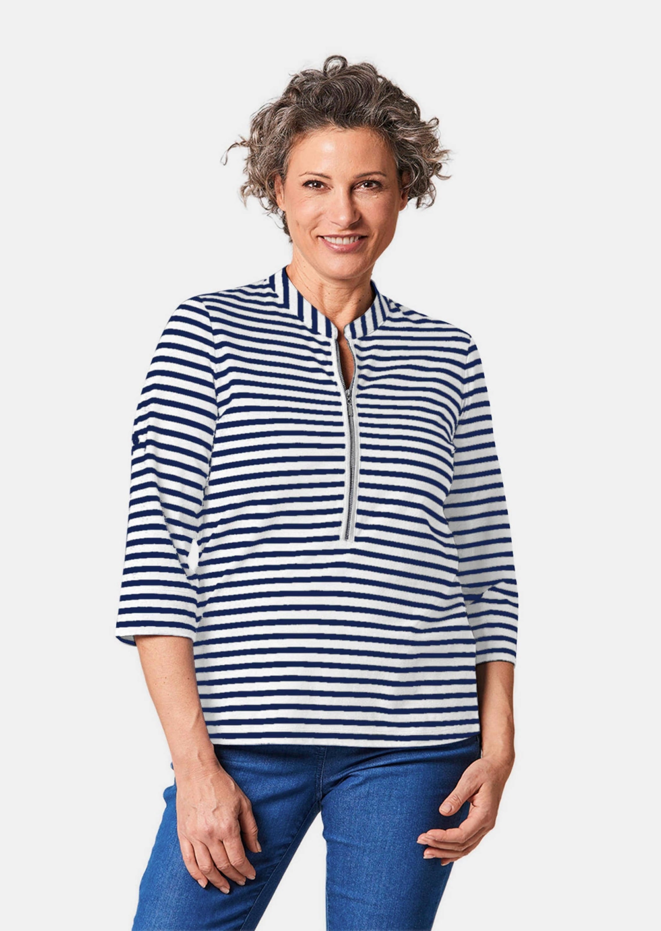 GOLDNER 3/4-Arm-Shirt »Kurzgröße Sportives Ringelshirt in Longform«