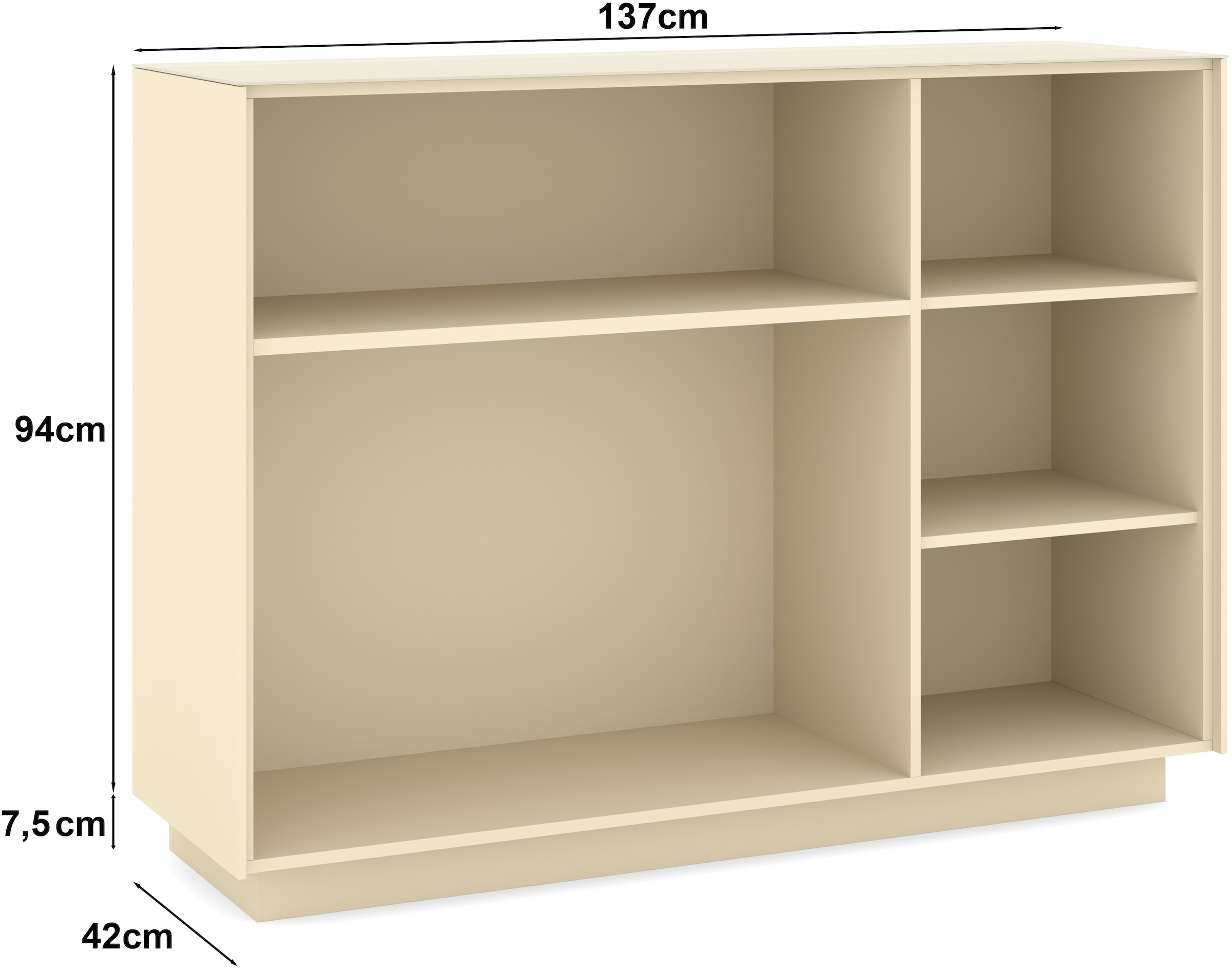 set one by Musterring Sideboard »Reno« 1 Stk. tlg. Mit Sockel in diversen Farben, 102 cm Höhe & Farbauswahl