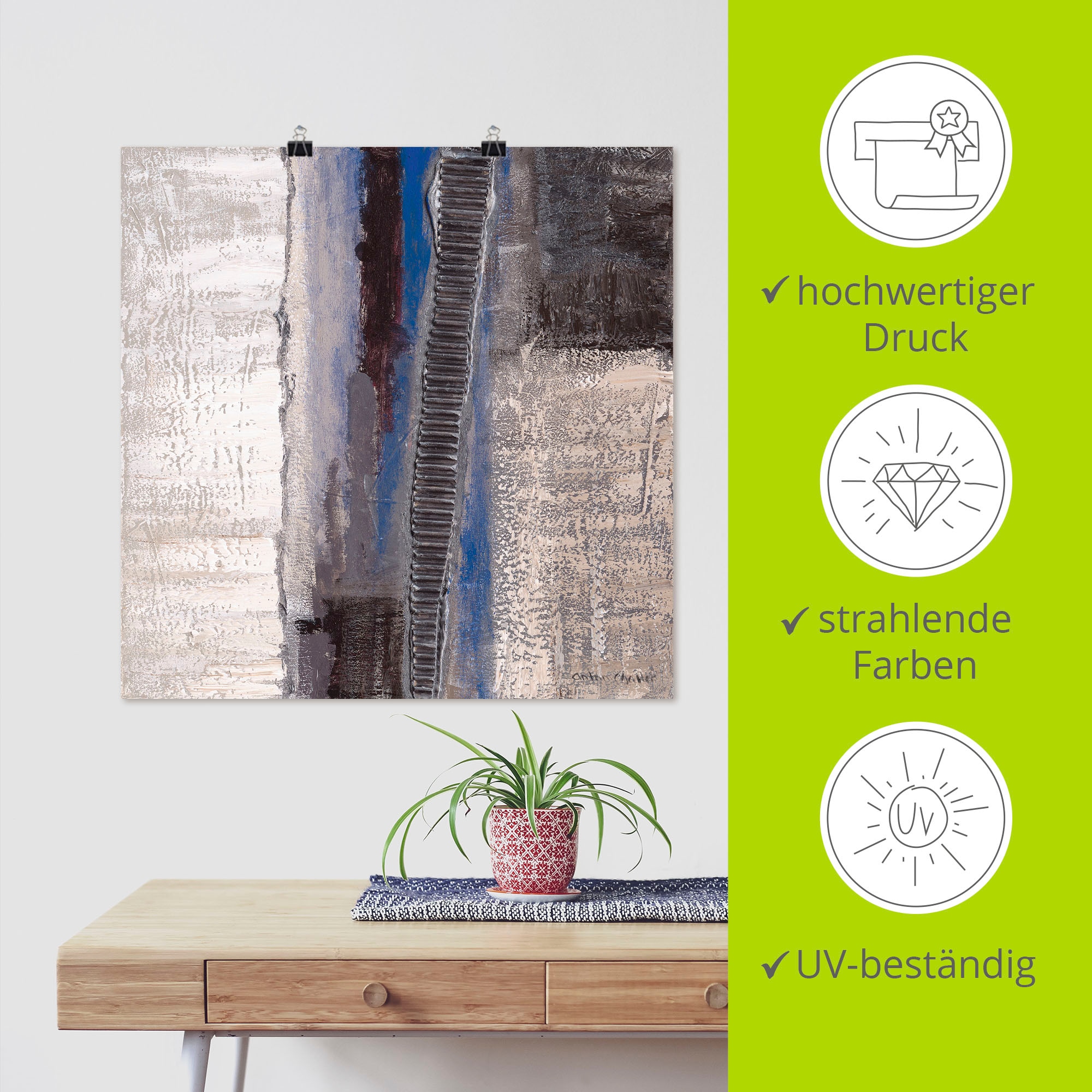 Artland Poster »Blau-silber Abstrakt I« Muster 1 Stk. tlg. ohne Rahmen