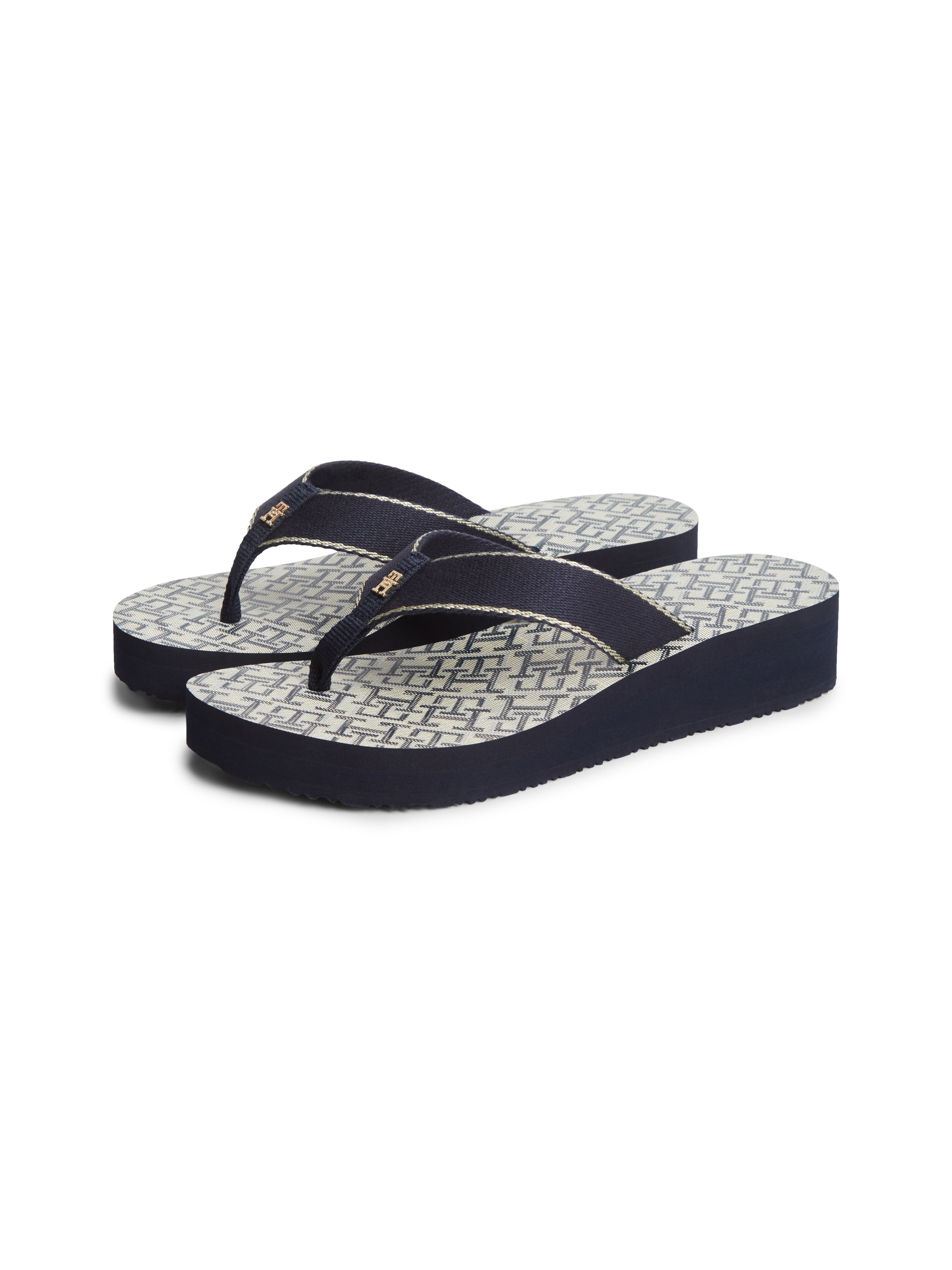 Tommy Hilfiger Zehentrenner »TH MONOGRAM MID WEDGE SANDAL«  Sommerschuh, Dianette mit logobedruckter Innensohle
