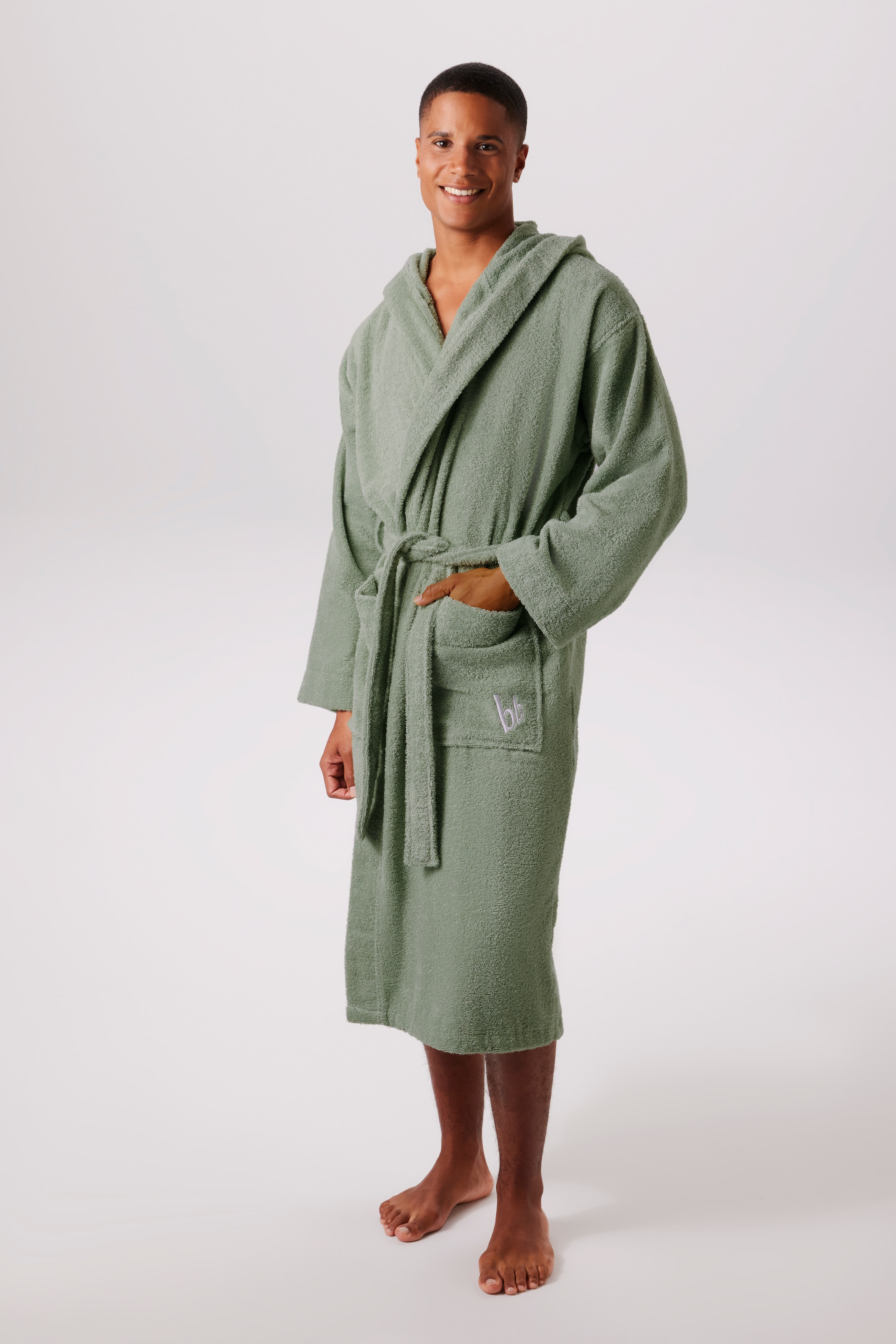 Bruno Banani Unisex-Bademantel »Robby, ideal für Sauna & Spa, Standardlänge & Überlänge« 1 Stk. tlg., Damen & Herren Bademäntel, Baumwolle, mit Taschen, Sauna, XS-3XL