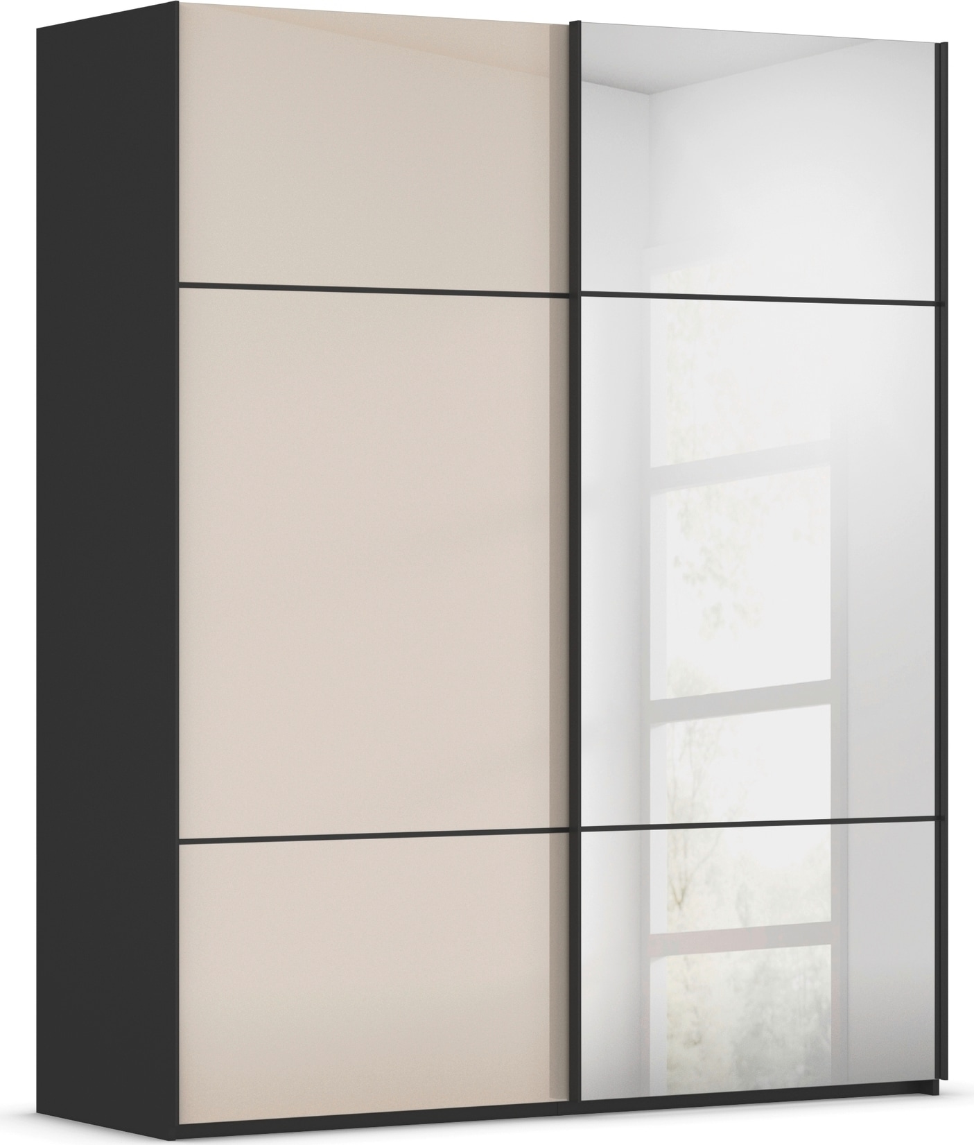 rauch Schwebetürenschrank »Kleiderschrank Schrank Garderobe Schlafzimmerschrank SCALE-TRIO« edle dreigeteilte Front mit 2 Zierleisten Spiegel/Glas MADE IN GERMANY