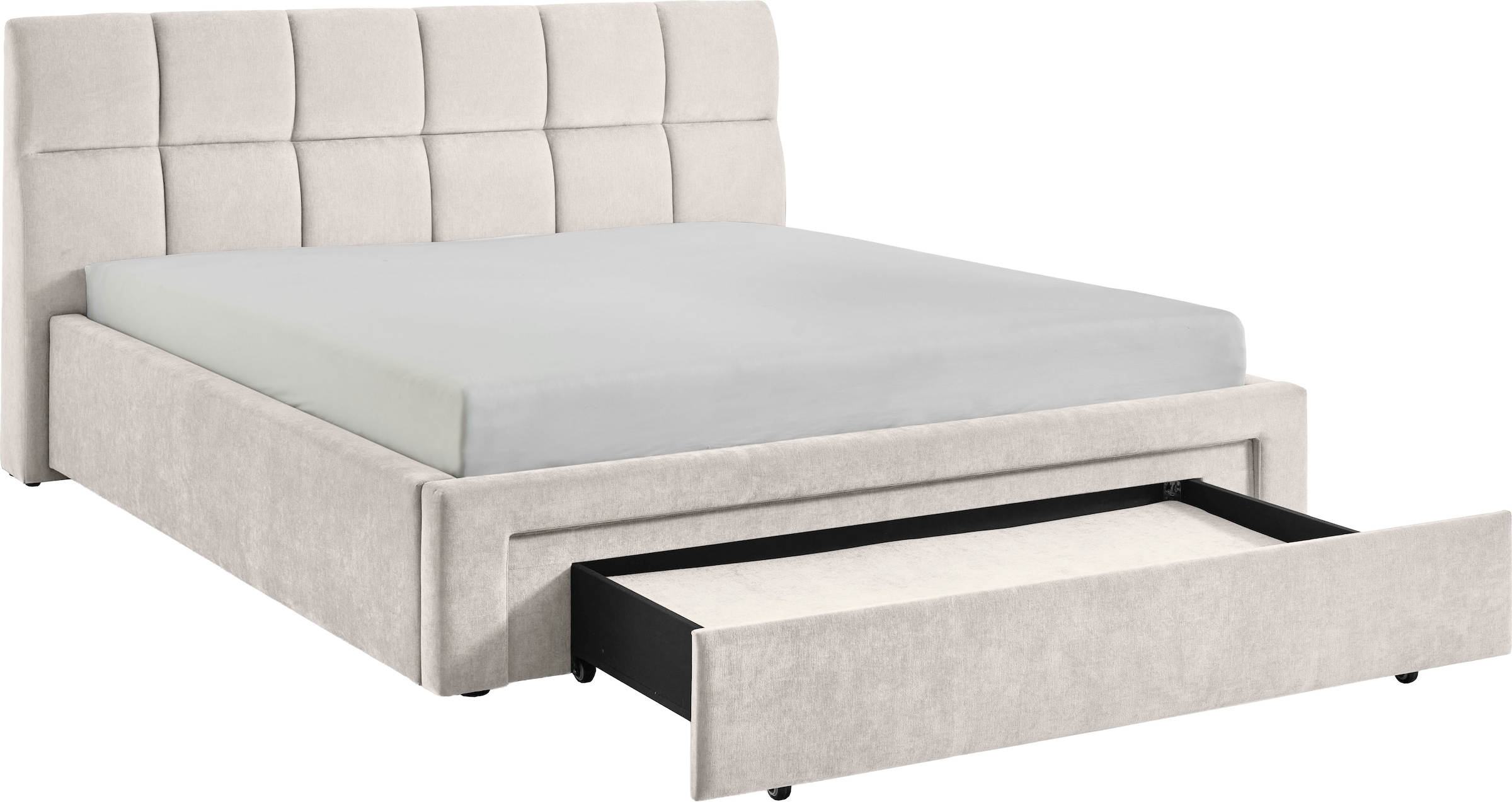 meise.möbel Polsterbett »Canyon, Breite 180cm, erhältlich in grau oder beige« inkl. Schubkasten im Fußteil - ideal als Hundebett nutzbar