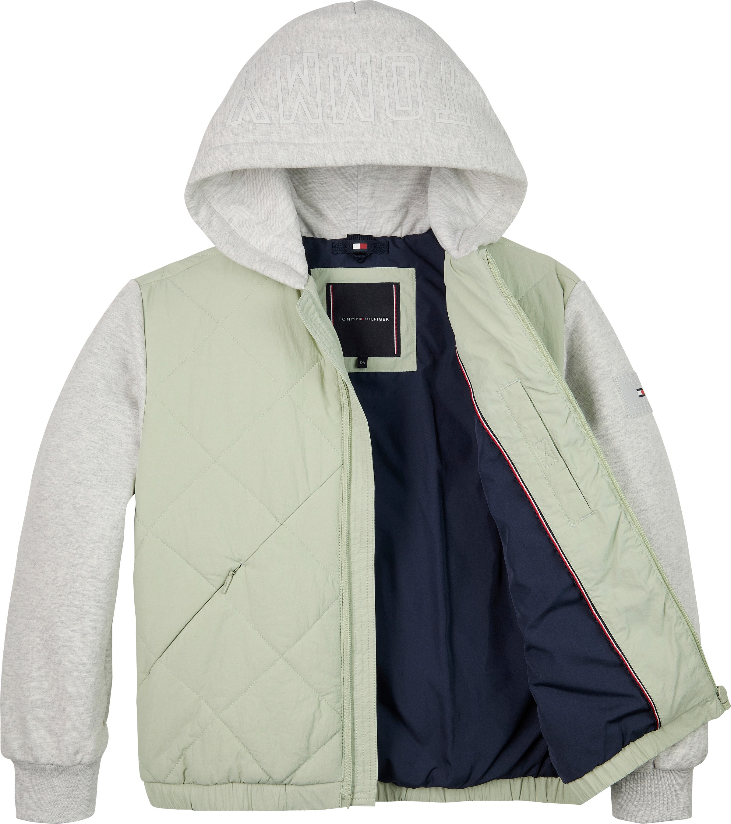 Tommy Hilfiger Steppjacke »MIX MEDIA QUILTED JACKET«, mit Kapuze, für Kinder bis 16 Jahre, Material-Mix