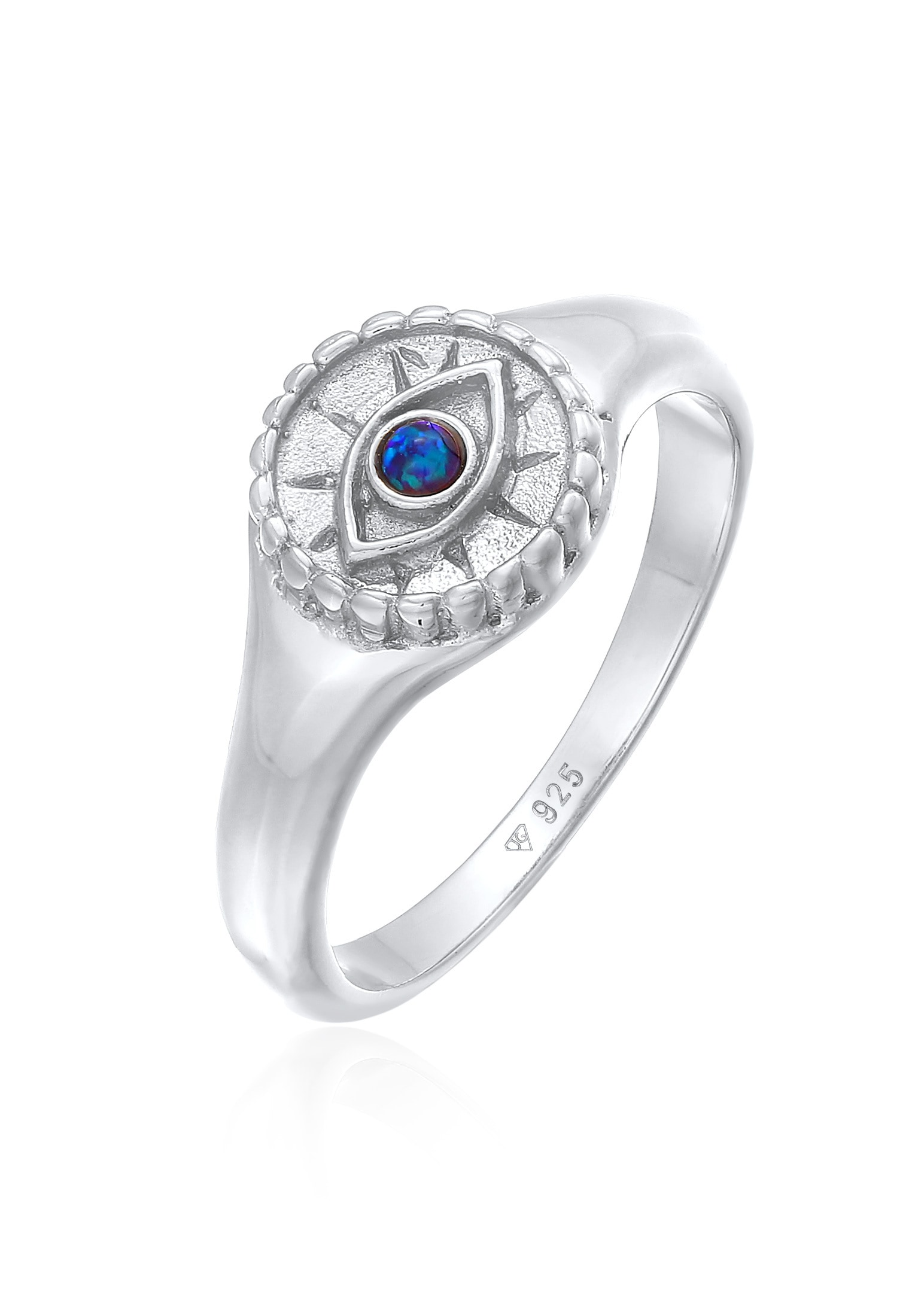 Fingerring »Ring Siegelring Evil Eye Blue syn. Opal 925 Silber«