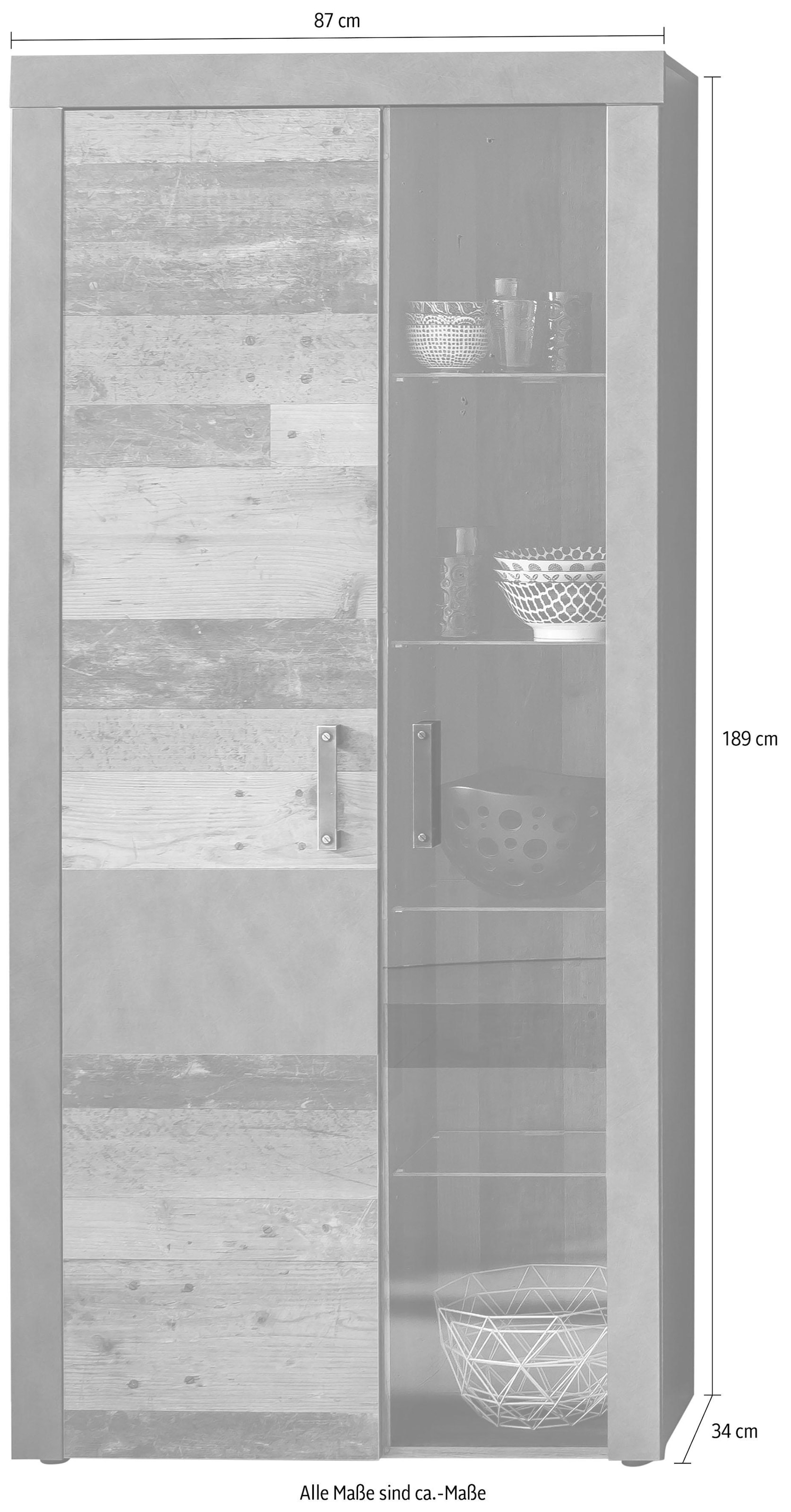 INOSIGN Vitrine »Ilana«, moderner Industrial Style - Beleuchtung optional - B/T/H 87/34/189 cm