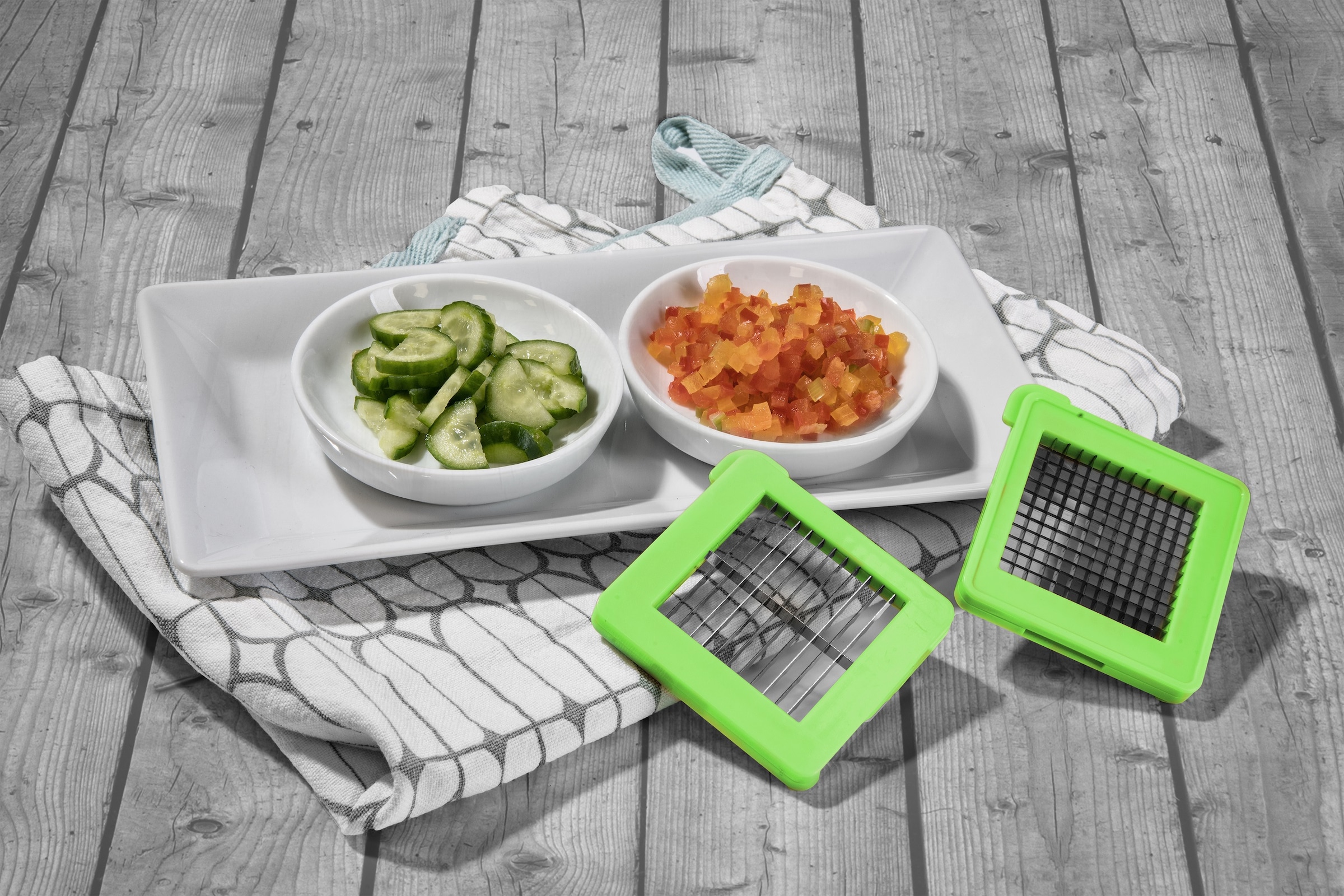 Genius Zerkleinerer »Nicer Dicer Spicy inkl. Super Julietti, Set 10-tlg.«, perfekt zum frischen Würzen, Verfeinern und Garnieren von Gerichten