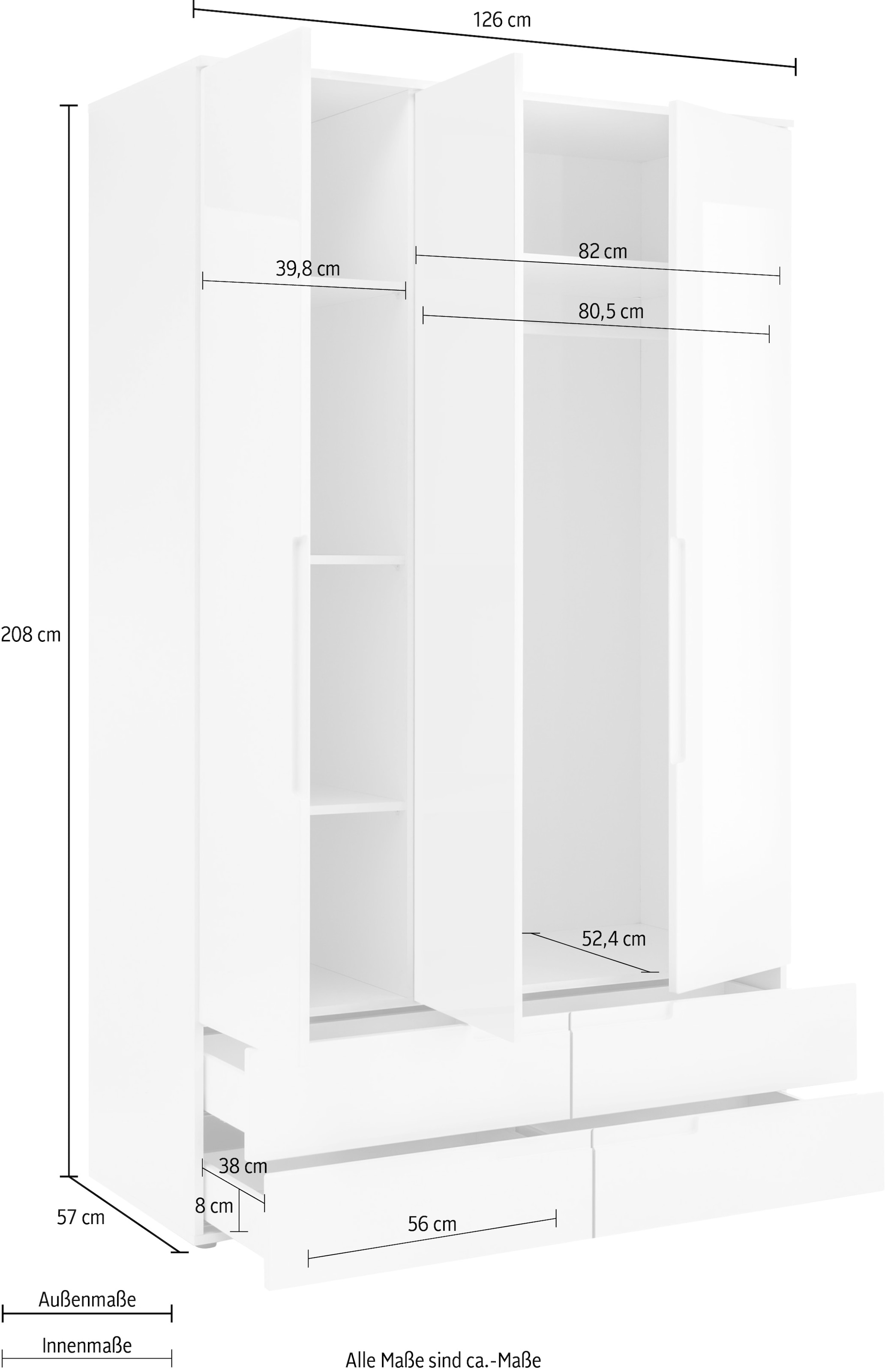 Schlafkontor Drehtürenschrank »Spice«, mit Hochglanzfront