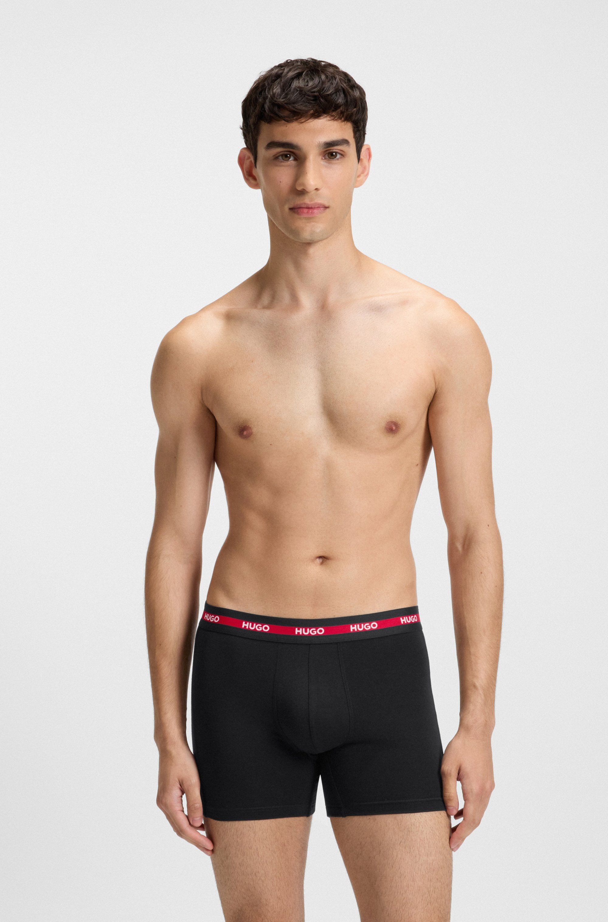 HUGO Underwear Trunk »BOXERBR TRIPL PLANET«, kontrastfarbener Bund mit Logo