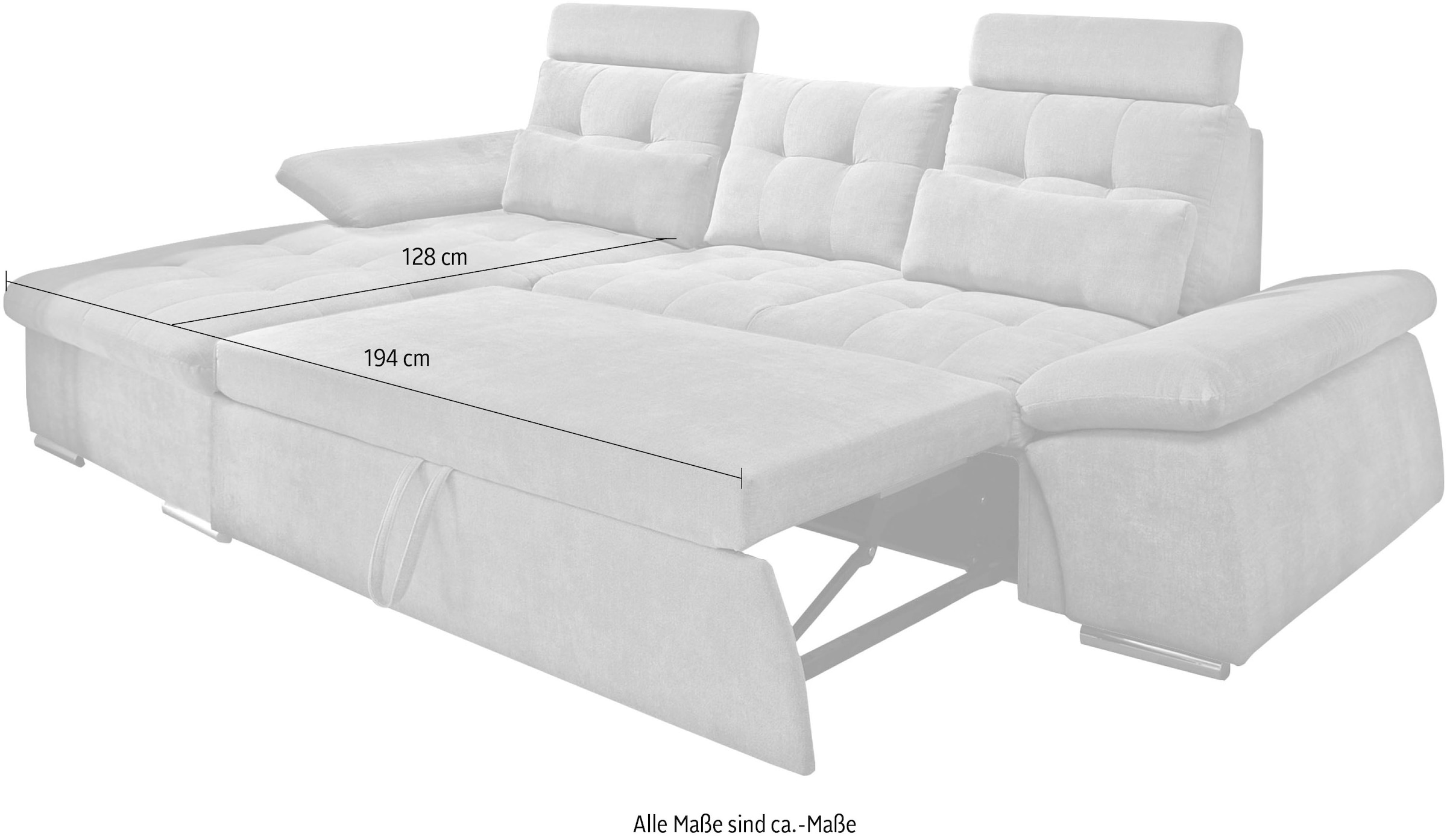 ED EXCITING DESIGN Ecksofa »Nalo L-Form«, mit Bettfunktion, Armteilverstellung, Kopfstützen & 2 Nierenkissen