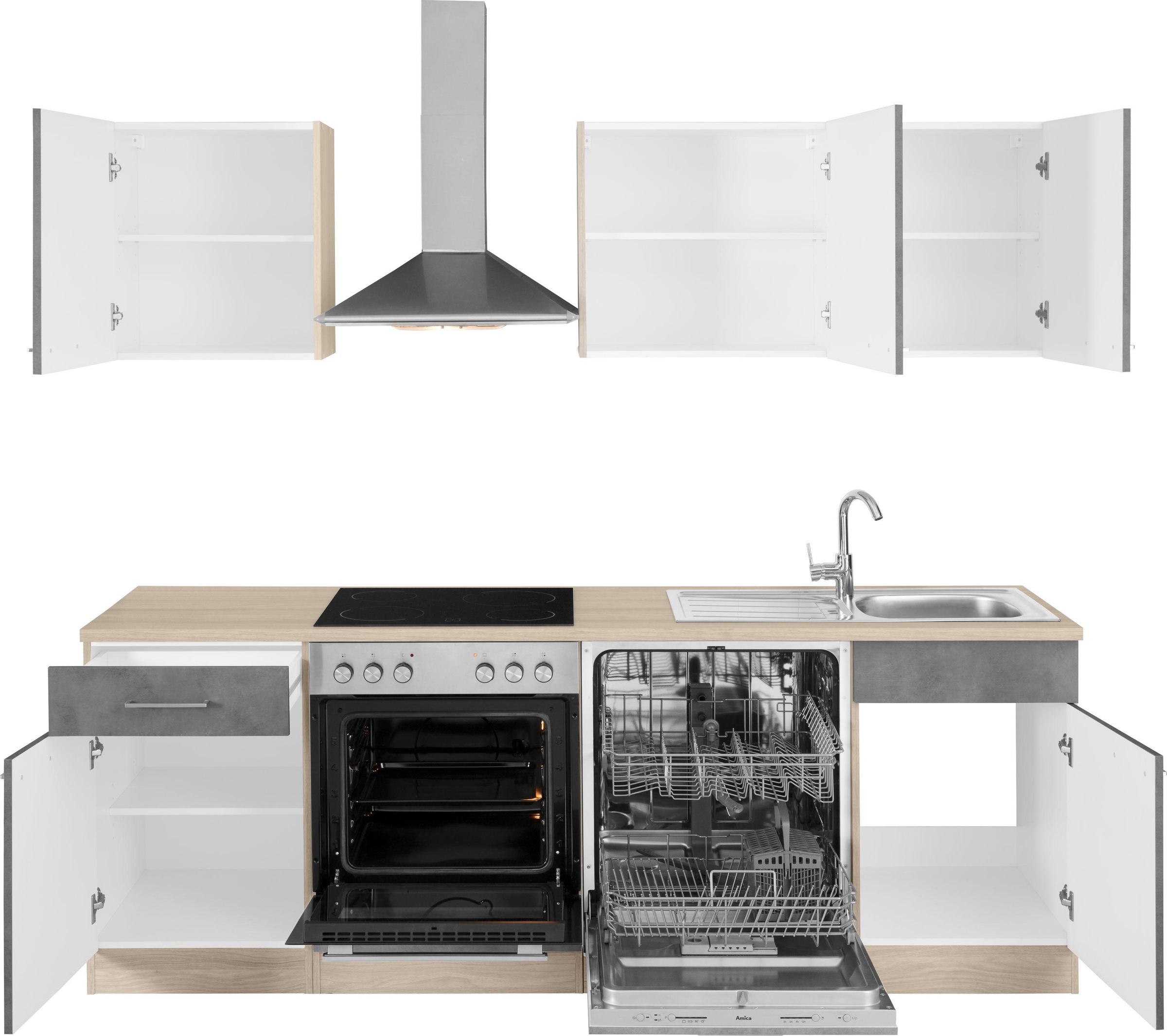 Küchen Küchenzeile wiho 230 im cm OTTO Breite Shop »Zell«, Online E-Geräte, ohne