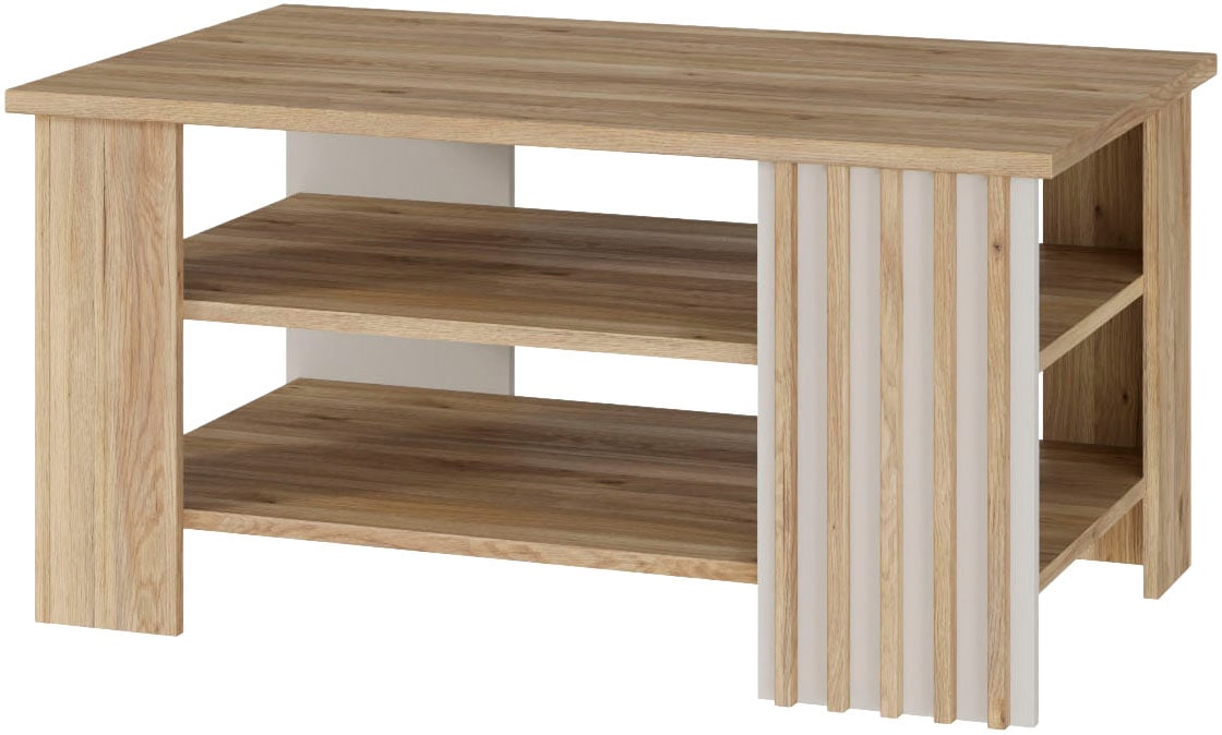 FORTE Couchtisch »Forte Arank Coffee Table 100x50, 2 Ablageböden« B/H/T 100/50/60 cm, Lamellenoptik