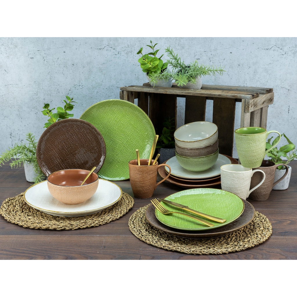 CreaTable Kombiservice »Geschirr-Set Canvas«, (Set, 16 tlg., Kaffeeservice und Tafelservice im Set, für 4 Personen)