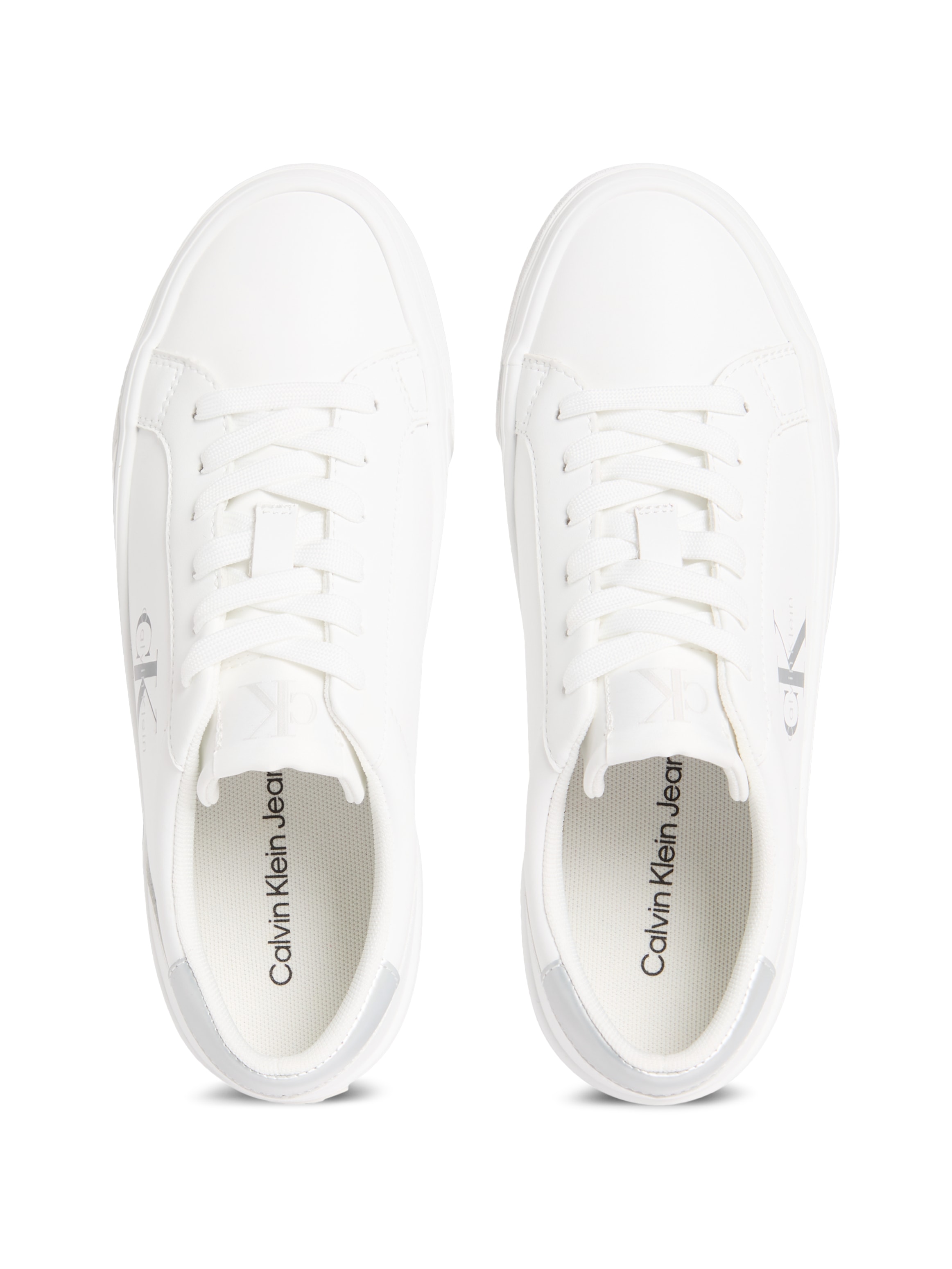 Calvin Klein Jeans Plateausneaker »VULC FLATF LTH SILVER LOGO TAG«, Halbschuh, Schnürschuh, Freizeitsneaker mit Logo