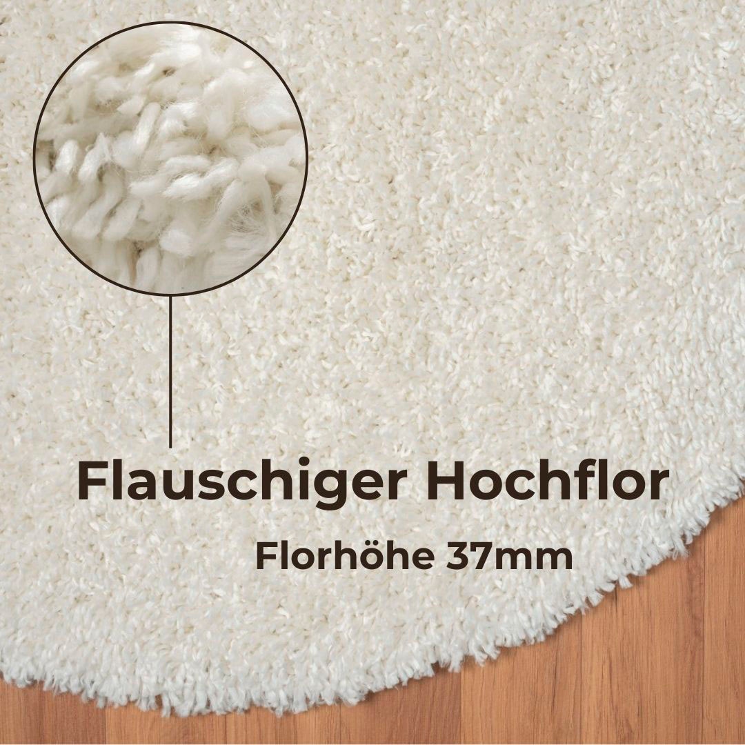 OTTO home Hochflor-Teppich »Banji« rund 37 mm Höhe Uni Farben, weich und flauschig, auch als rechteckig erhältlich