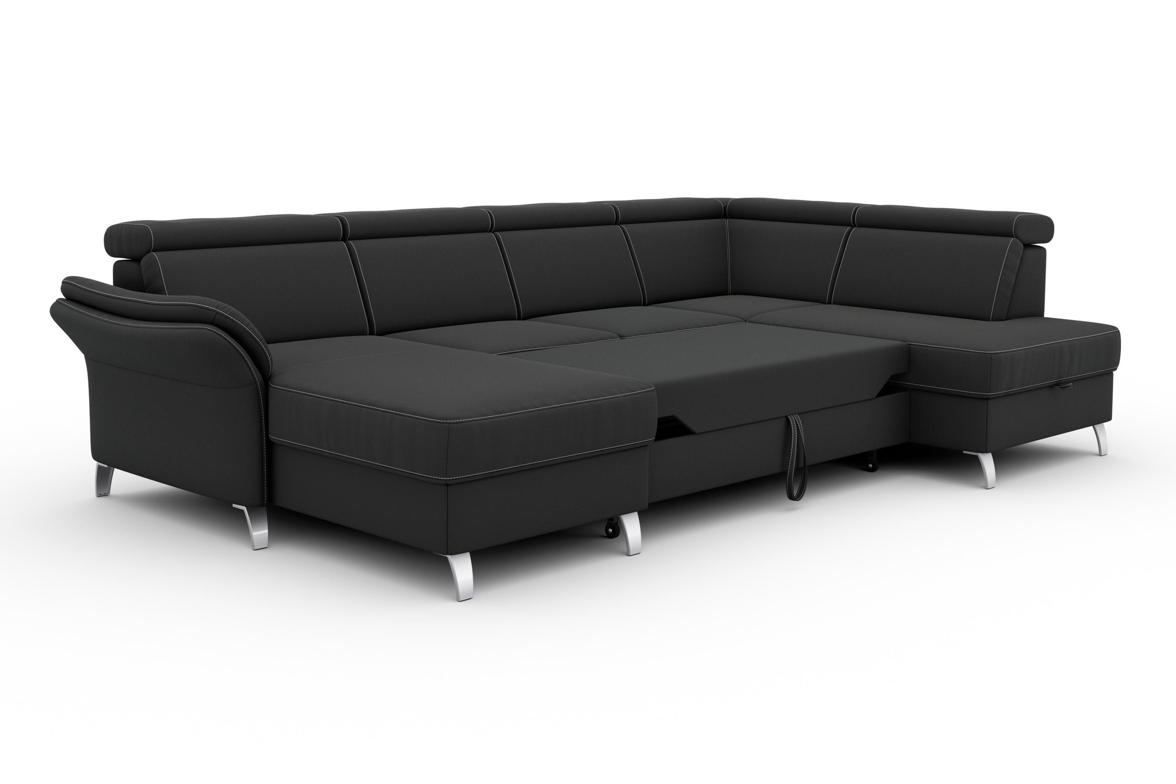sit&more Wohnlandschaft »Vincenzo U-Form«, inklusive Kopfteilverstellung, wahlweise mit Bettfunktion, Bettkasten