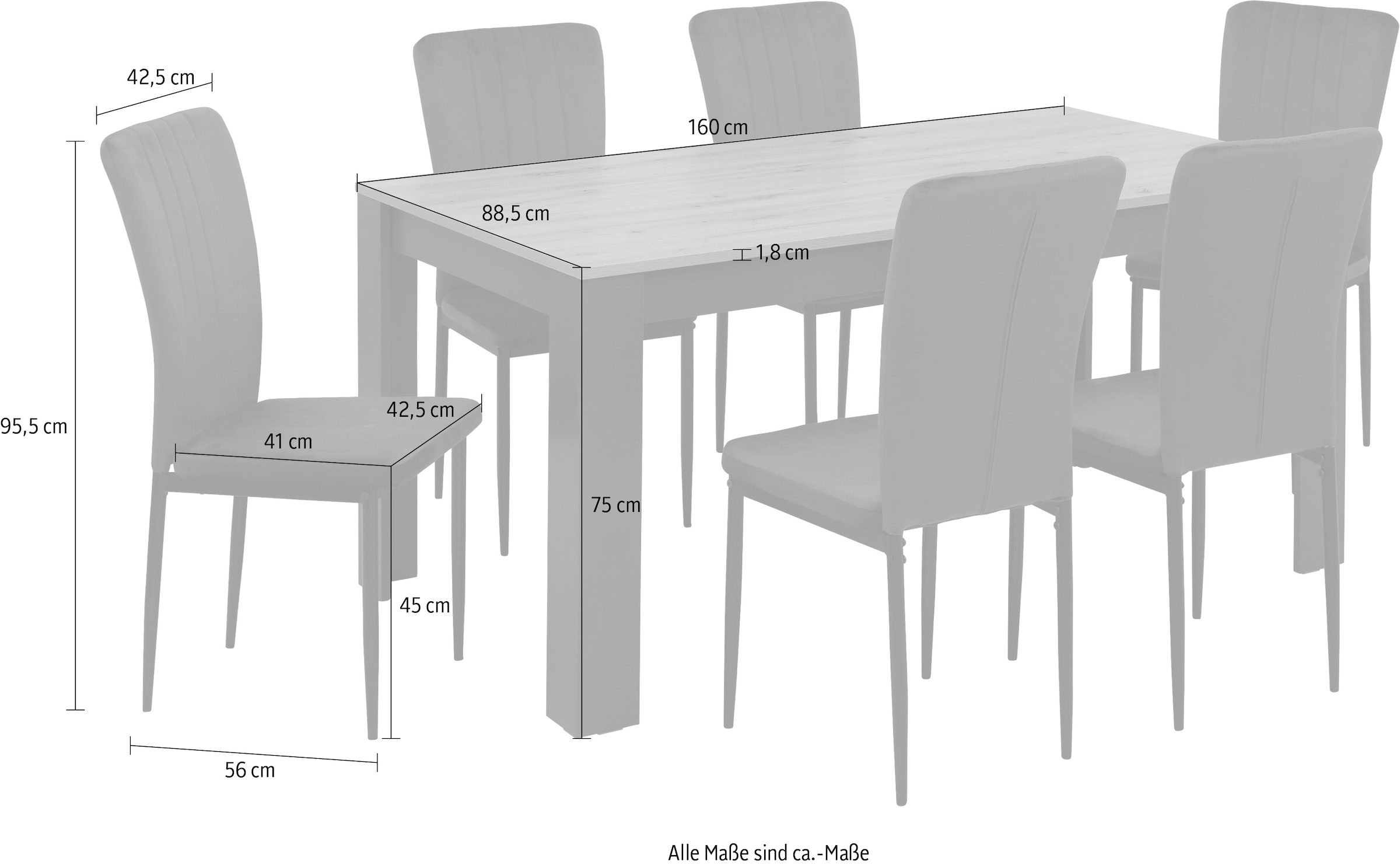 Home affaire Essgruppe »Bergamo Tisch Stühle Speisezimmer Bestseller«, (Set, 7 tlg.), moderne 7-tlg Tischgruppe, Unser Bestpreis