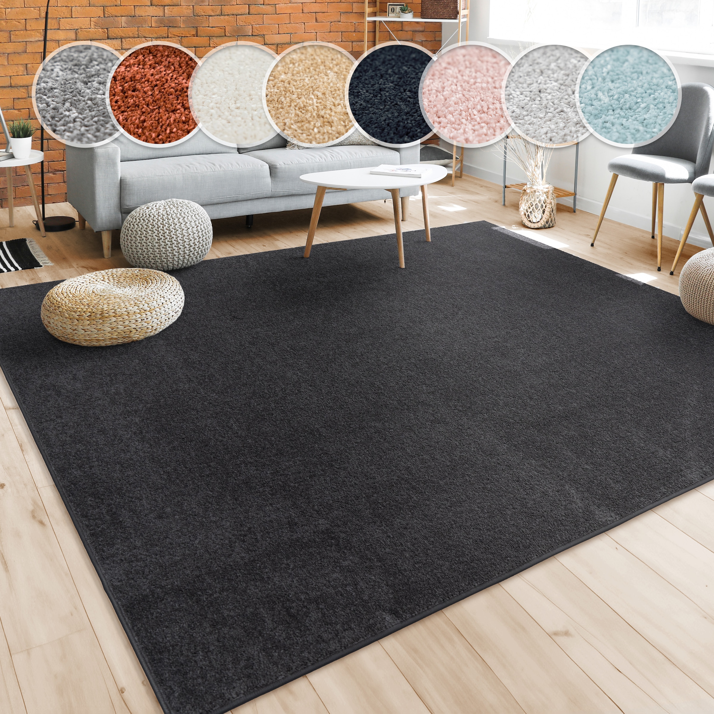 Paco Home Teppich »Porto 890« rechteckig 13 mm Höhe Kurzflor, Uni-Farben, ideal im Wohnzimmer & Schlafzimmer