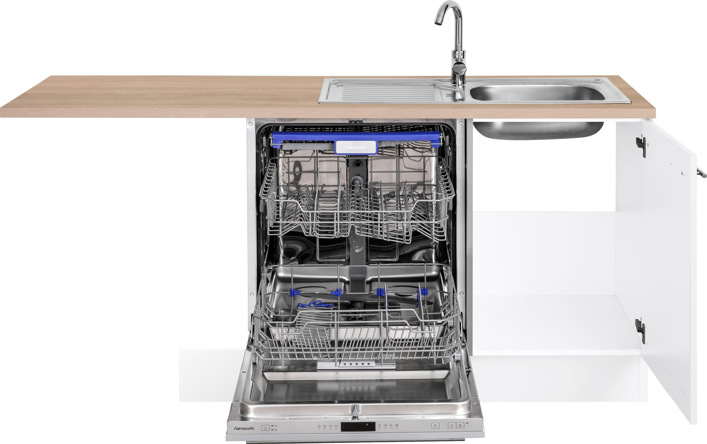OPTIFIT Winkelküche »Bern mit Hanseatic-E-Geräten«, Stellbreite 285x175 cm, mit Induktionskochfeld, Soft-Close
