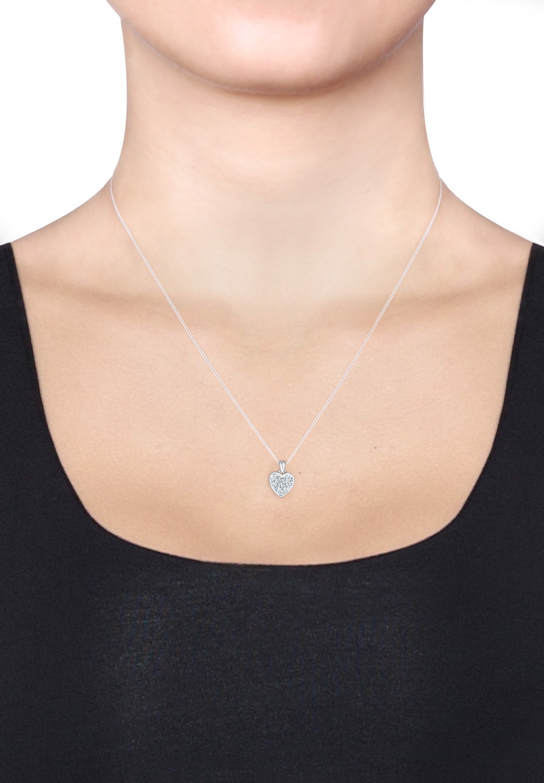 Elli Ohrring und Ketten Set »Schmuckset Herz Weiß 925 Sterling Silber, mit Kristallen von Swarovski®«