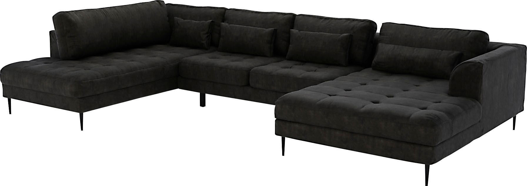 TRENDMANUFAKTUR Wohnlandschaft »Luzi, gemütliches Sofa, extra viel Platz, viele Kissen, OTTOs Choice«, Designsofa mit tollem Sitzkomfort, Metallfüße schwarz, Breite 361 cm