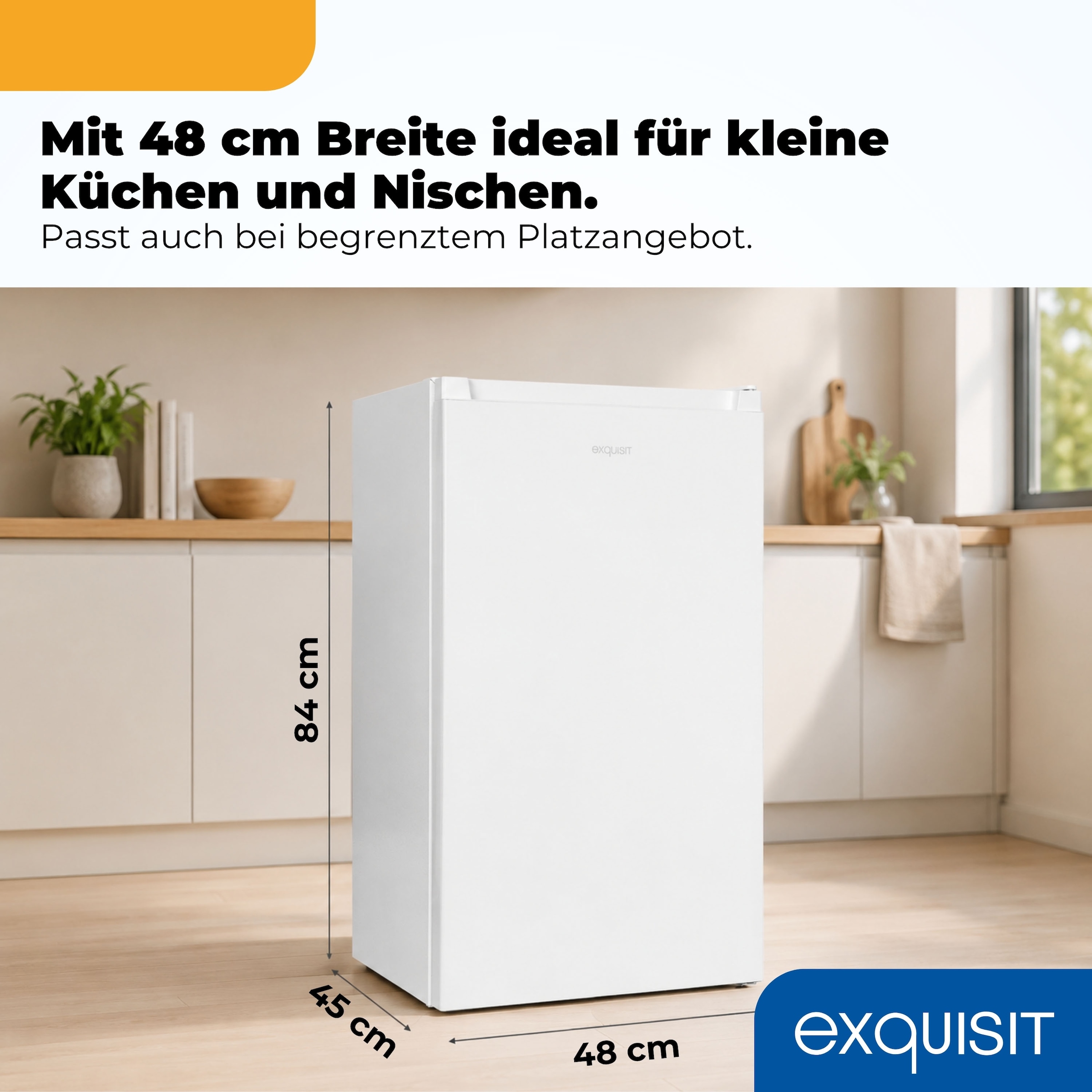 exquisit Kühlschrank »KS117-3-011E weiss« 84 cm hoch 48 cm breit Perfekte Kühlung & Gefrierfach: 82 L Mini-Kombi für jede Küche