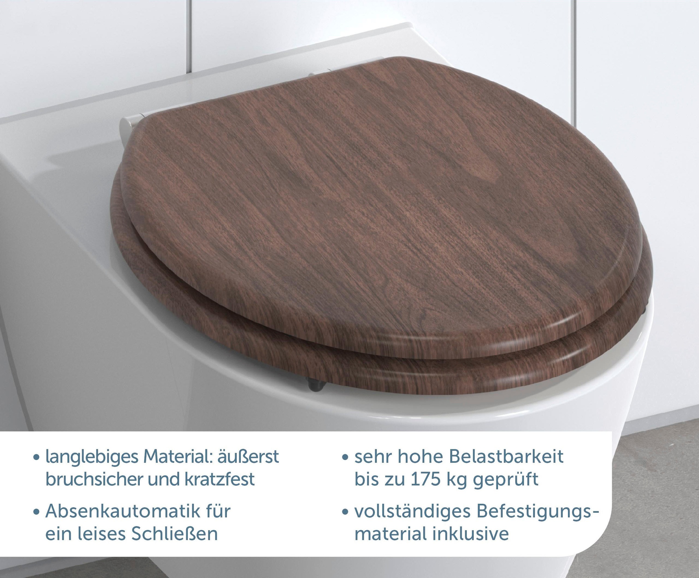 Schütte WC-Sitz »DARK WOOD«, mit Absenkautomatik und MDF-Holzkern