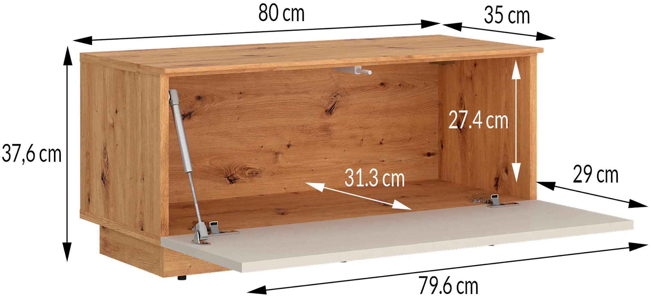 OTTO home Lowboard »kompakt, mit überraschend viel Stauraum, 1 Klappe« hängend oder stehend, grifflos, modern, Breite 80cm