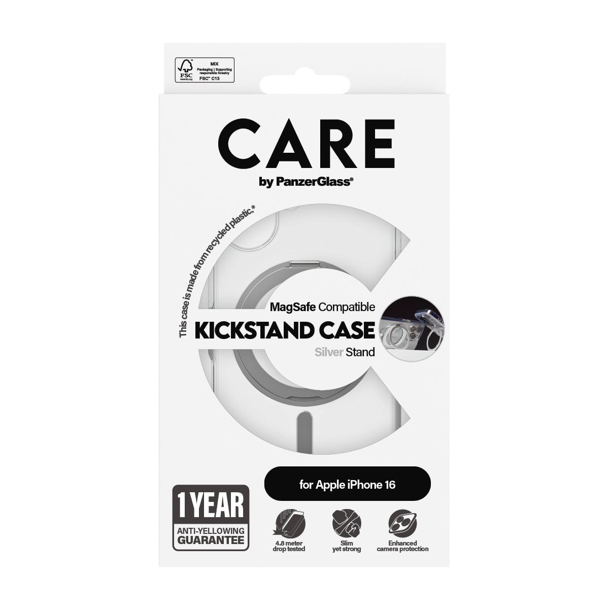 CARE by PanzerGlass Handyhülle »Kickstand Case für Apple iPhone 16« Backcover, Schutzhülle, Handyschutzhülle, Case, Schutzcase, stoßfest