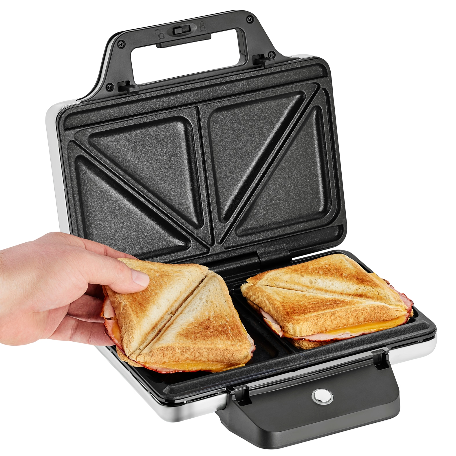 WMF Sandwichmaker »LONO, höhenverstellbare Platten, Temperaturleuchte«, 800 W, platzsparende Aufbewahrung, Maße: 23,6 x 23,6 x 8,8 cm