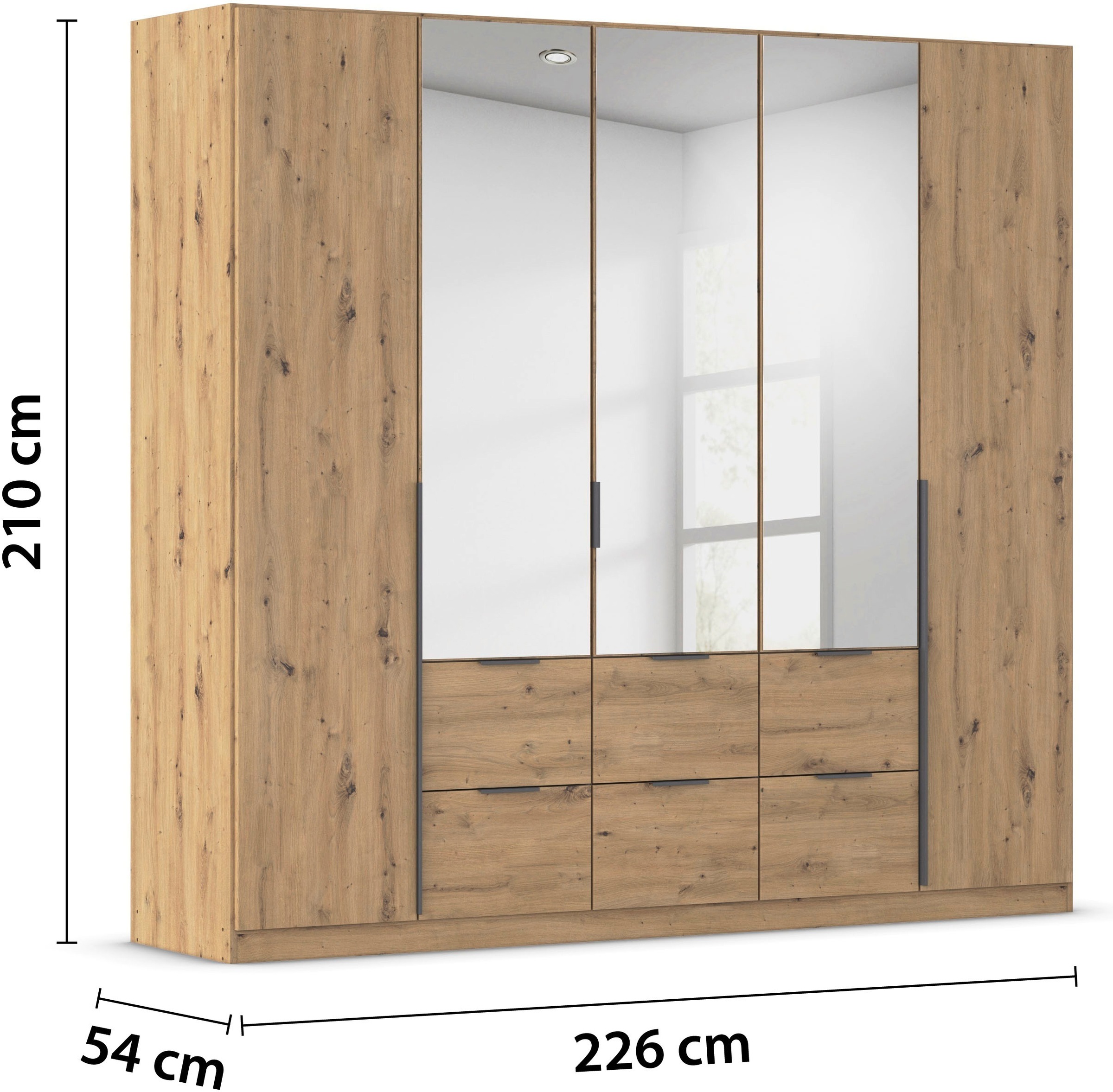 rauch Drehtürenschrank »Kleiderschrank Schrank Garderobe AGORDO mit Dekor- oder Hochglanzfront«, (in zwei Griff-Farben, Breiten 91-360 cm), mit Außenschubkästen, in 7 Breiten und 2 Höhen MADE IN GERMANY