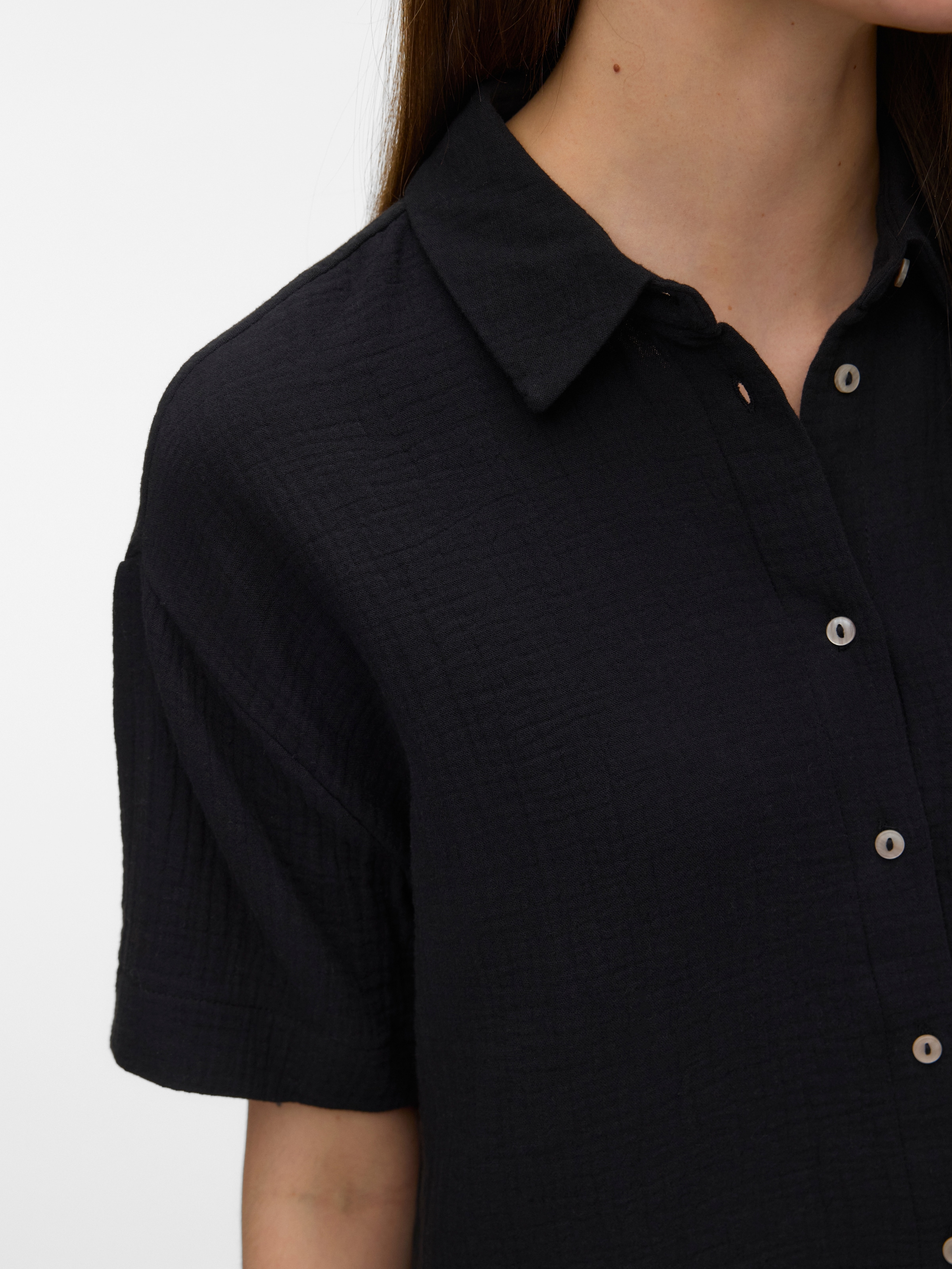 Vero Moda Kurzarmbluse »VMNATALI SS CROP SHIRT WVN NOOS« Baumwolle, verkürzte Form