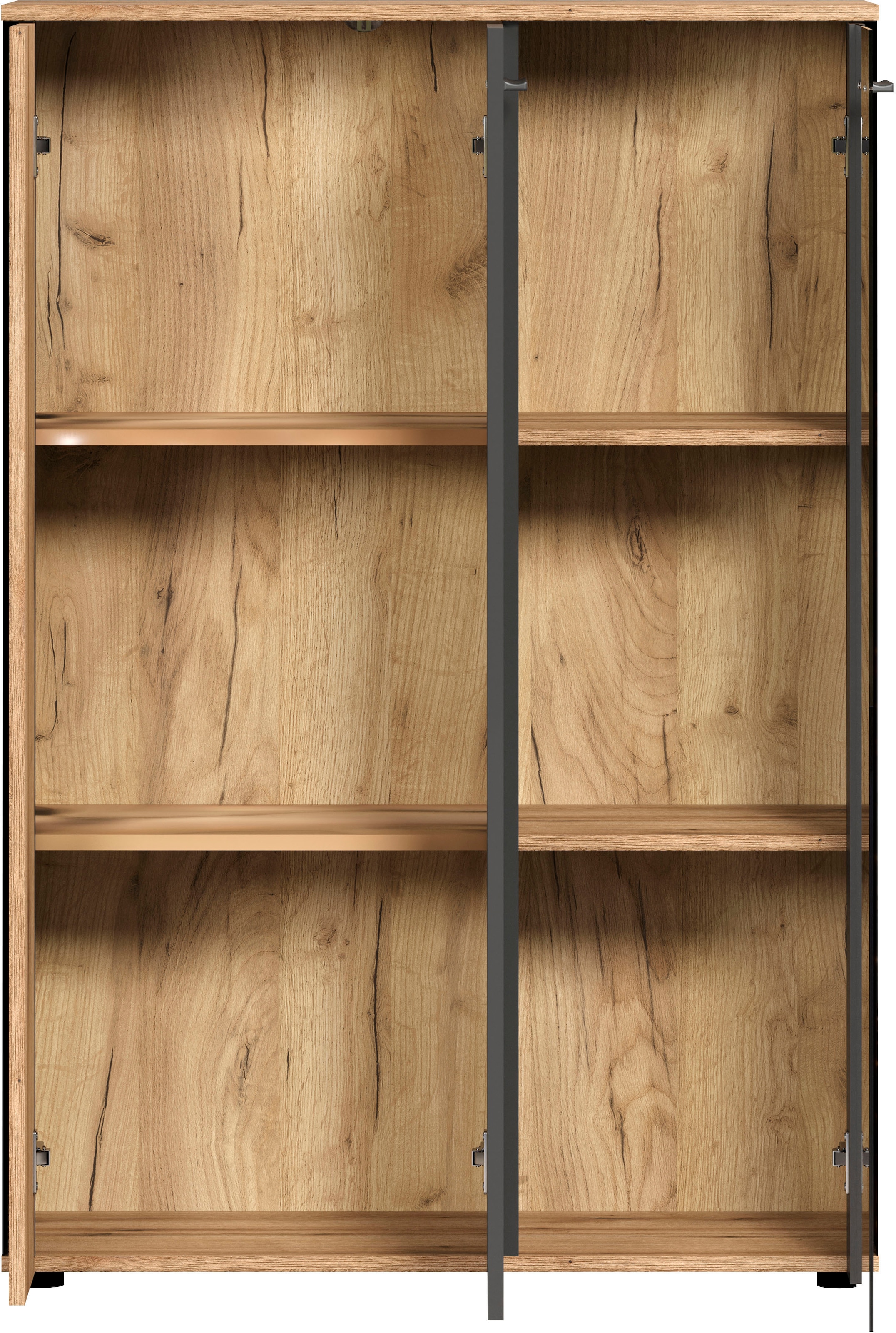 Home affaire Highboard »Estepona« 1 Stk. tlg. Vitrine, Tür mit Rillen-Optik, Breite 91 cm